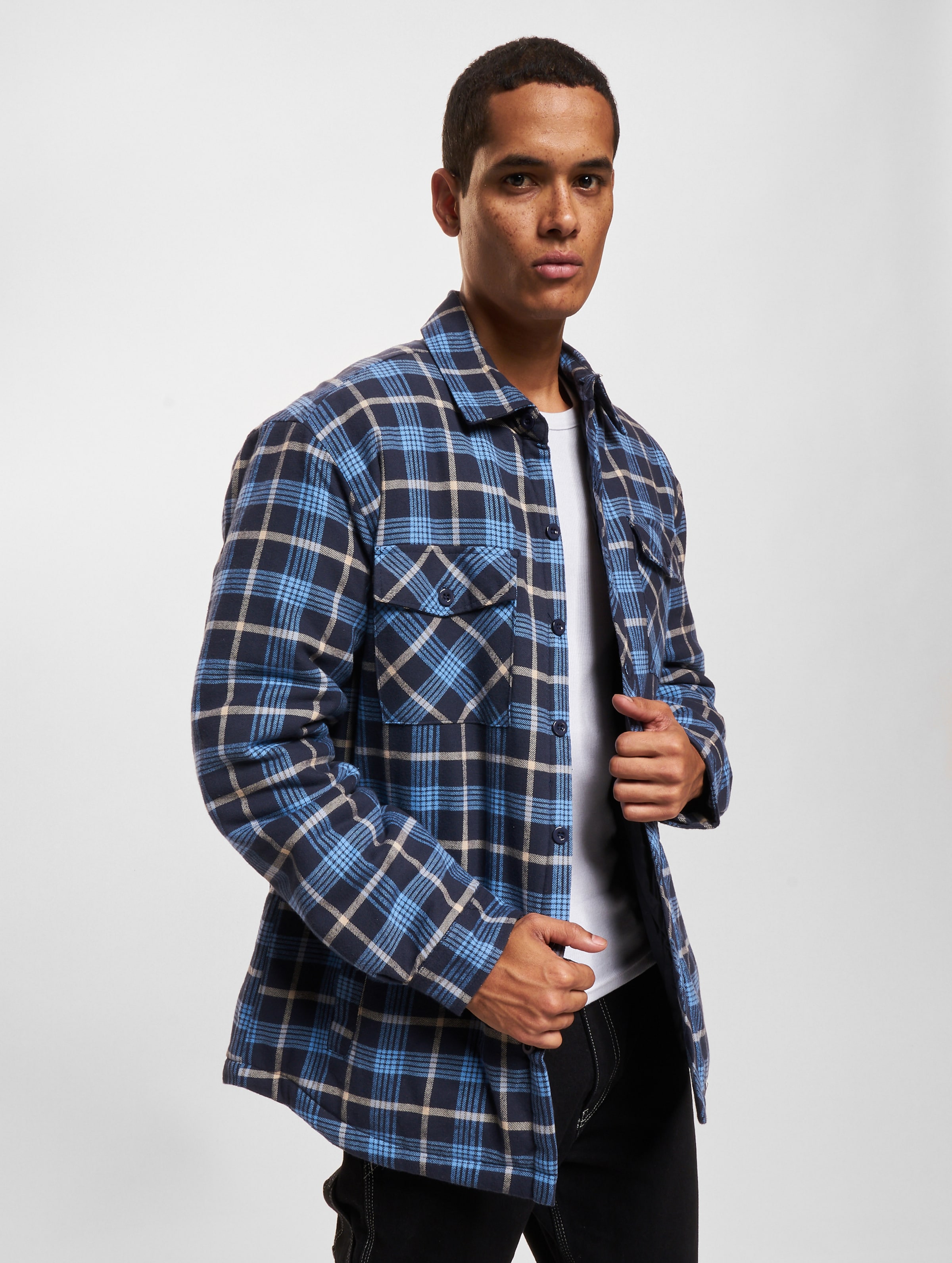 Urban Classics Plaid Quilted Shirt Jacket