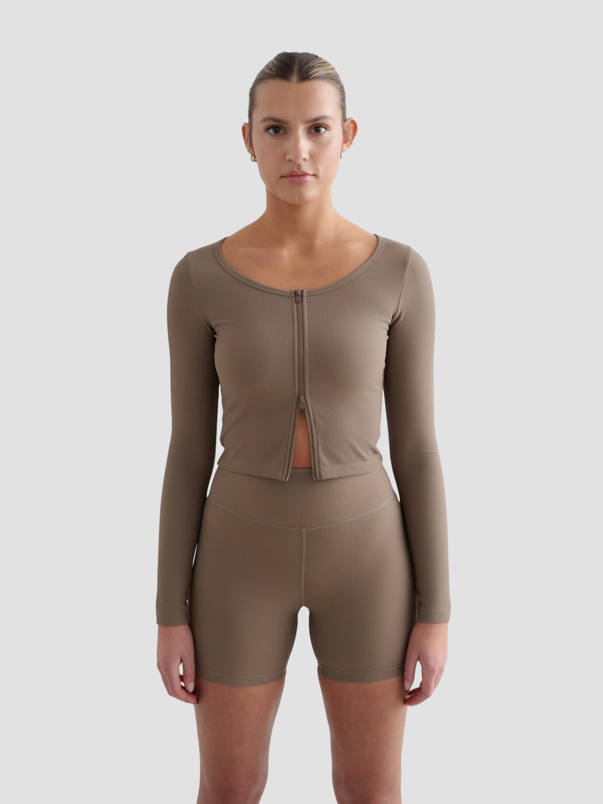 aimn Ribbed Performance Zipped Cardigan