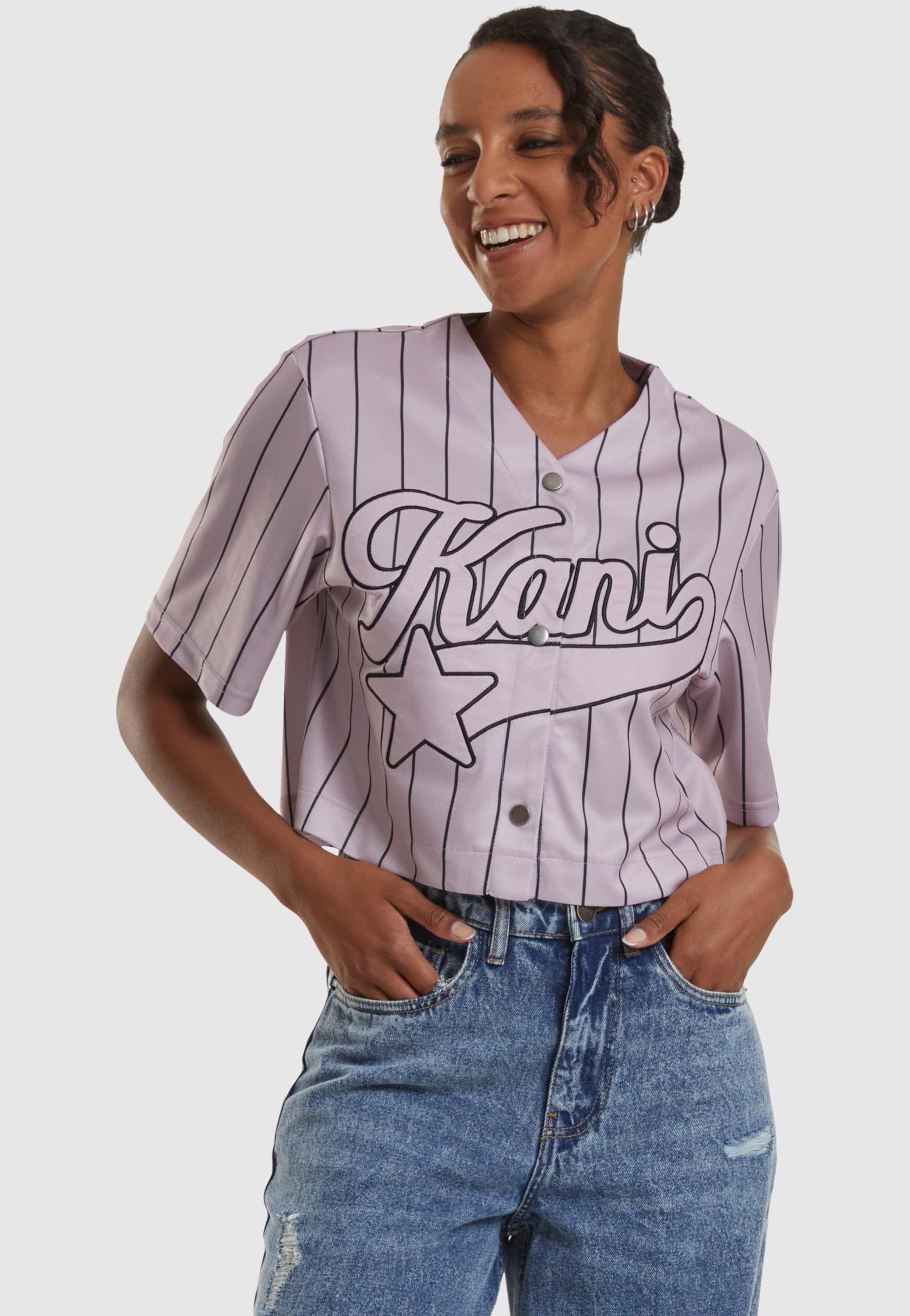 Karl Kani OG Star Logo Crop Pinstripe Baseball Shirt