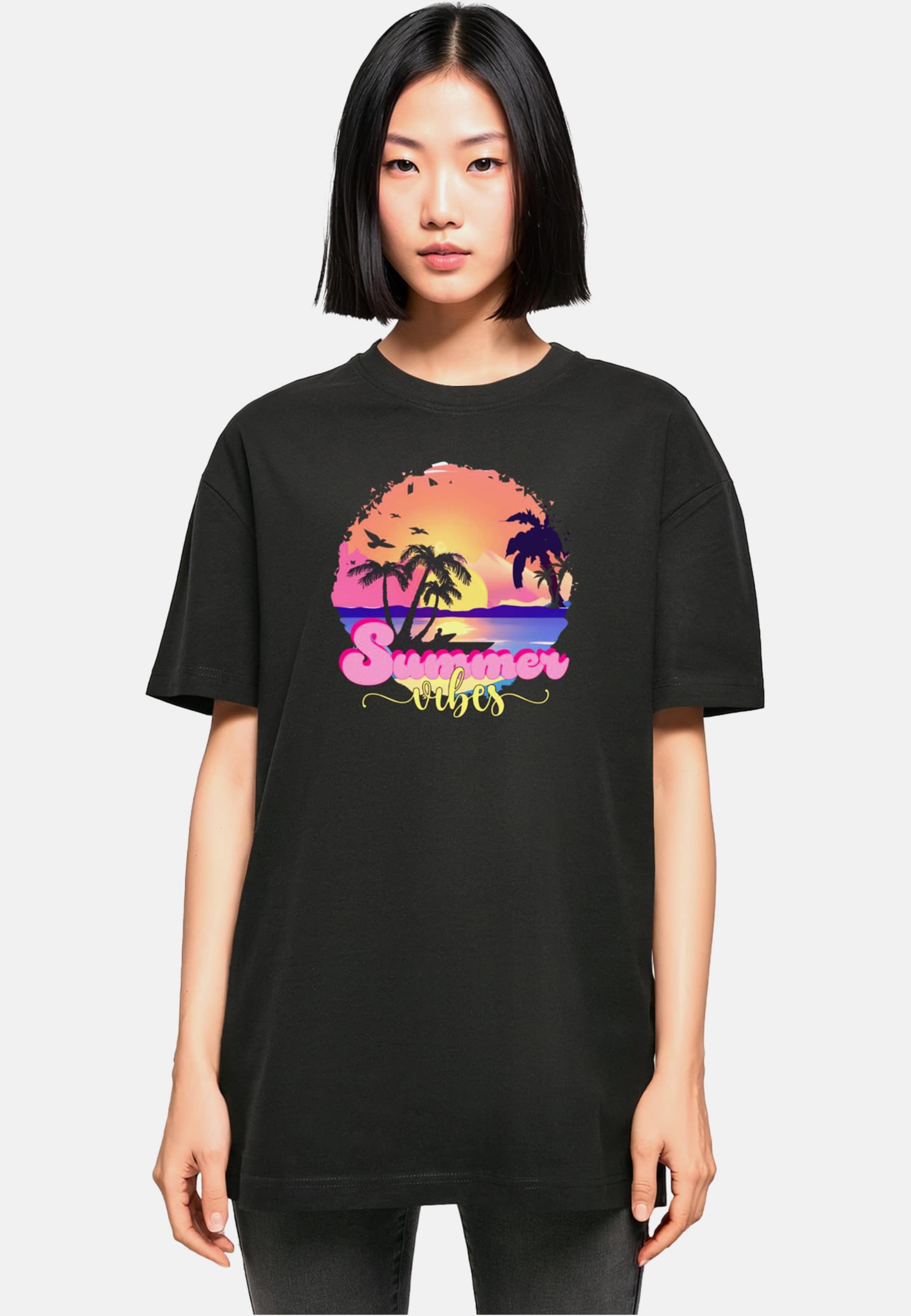Merchcode POD Ladies Summer Vibes Sunset Oversized Boyfriend Tee