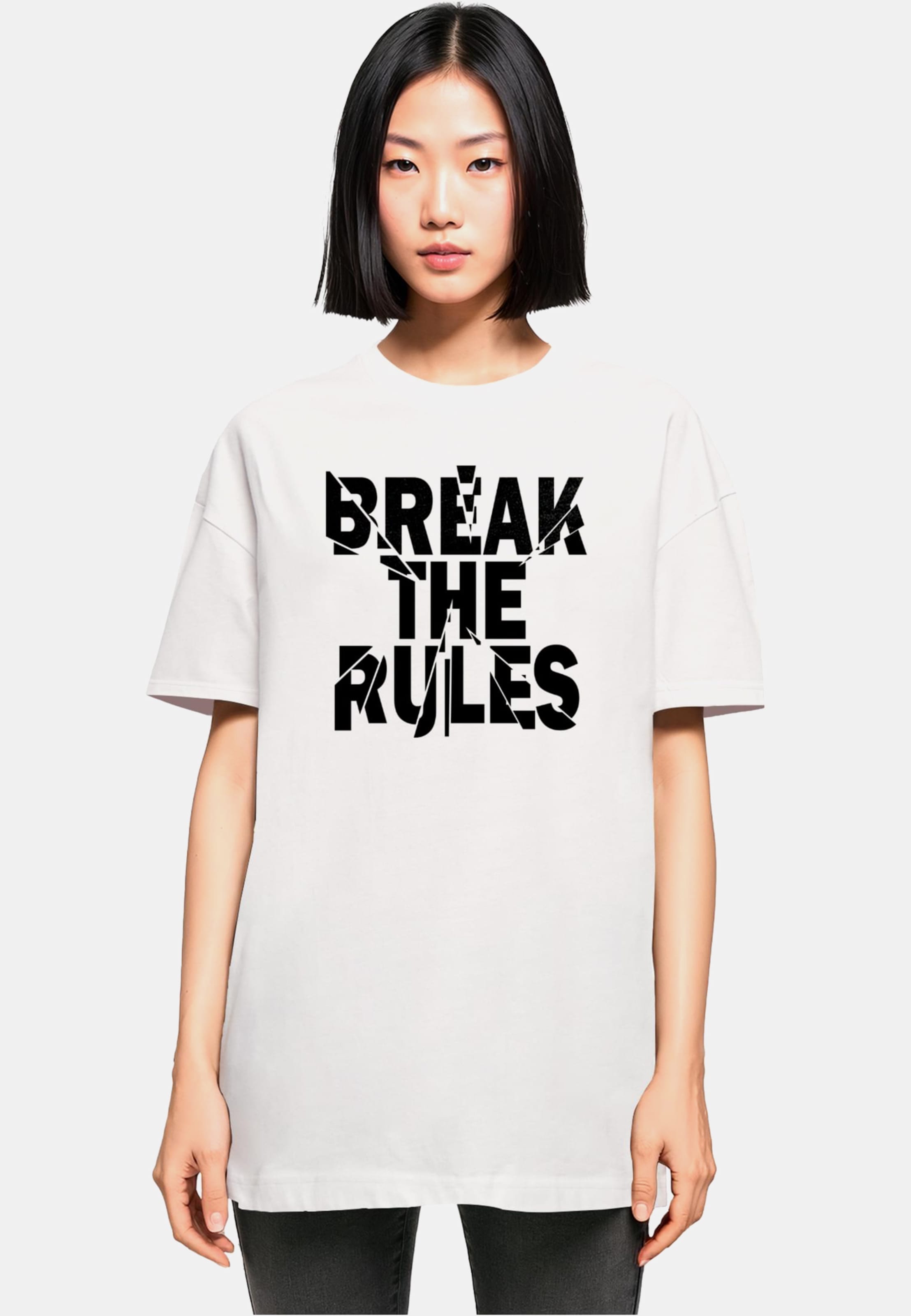 Merchcode POD Ladies Break The Rules 2 Oversized Boyfriend Tee