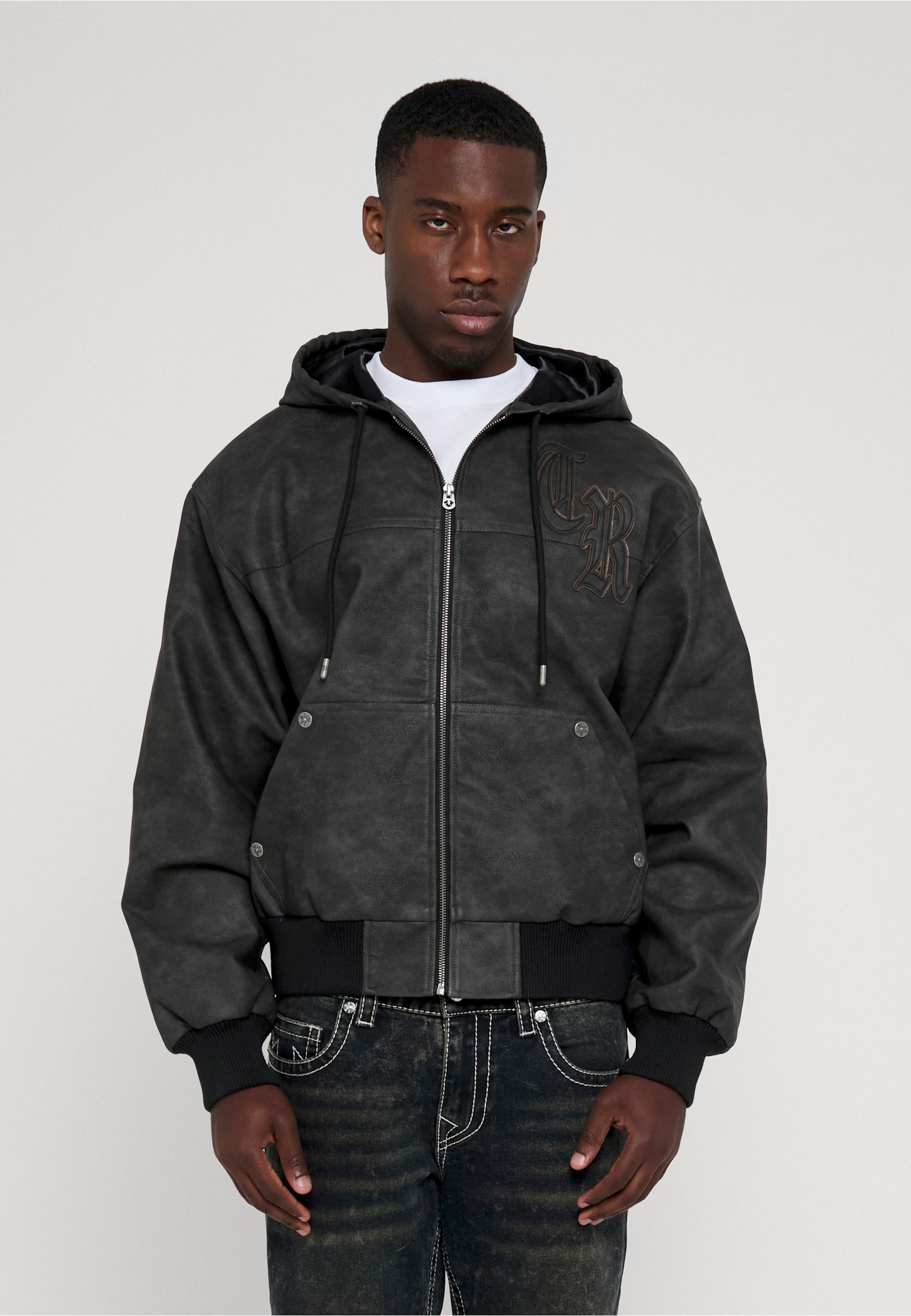 True Religion PU HOODED BOMBER