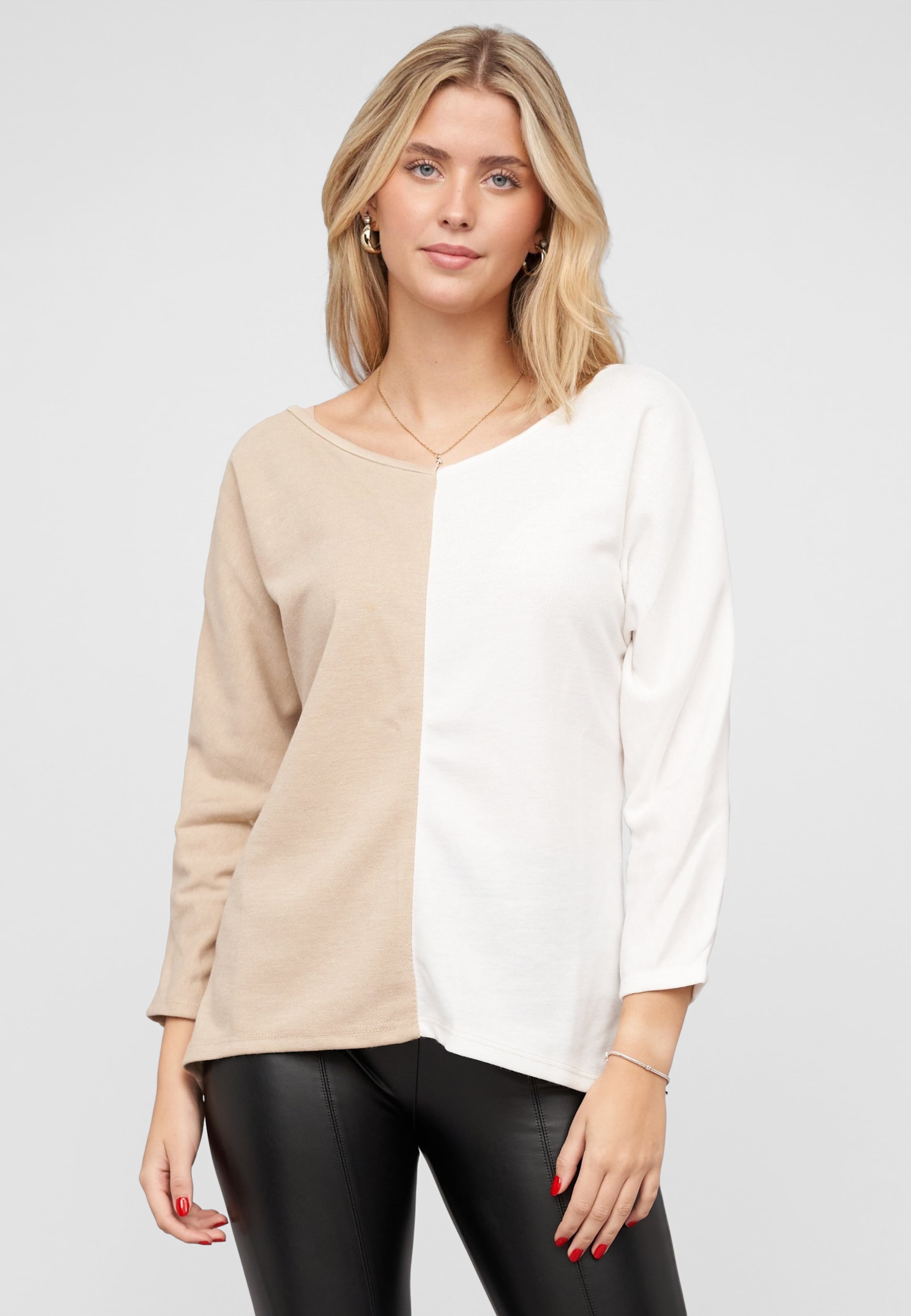 Cloud5ive 2-Tone Pullover mit Vokuhila Schnitt
