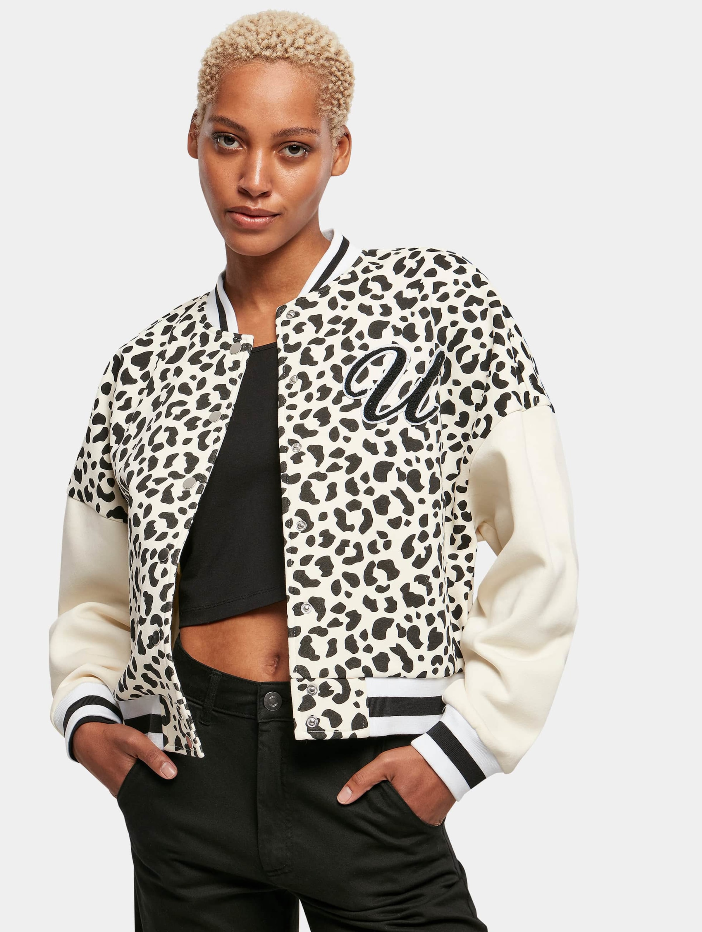 Urban Classics Ladies AOP Oversized College Sweat Jacket