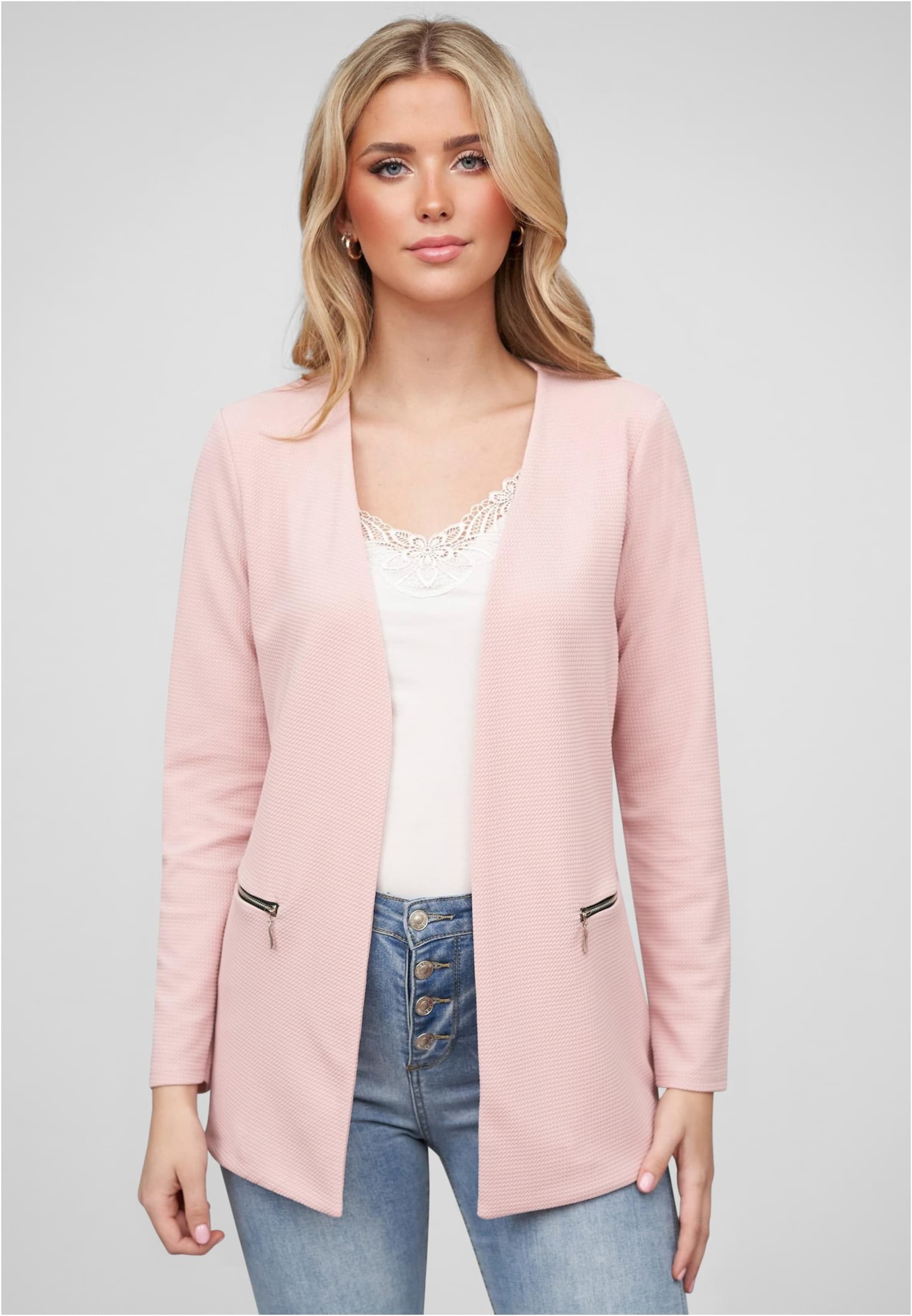 Cloud5ive Damen Blazer mit 2-Zip-Pockets u. Strukturstoff
