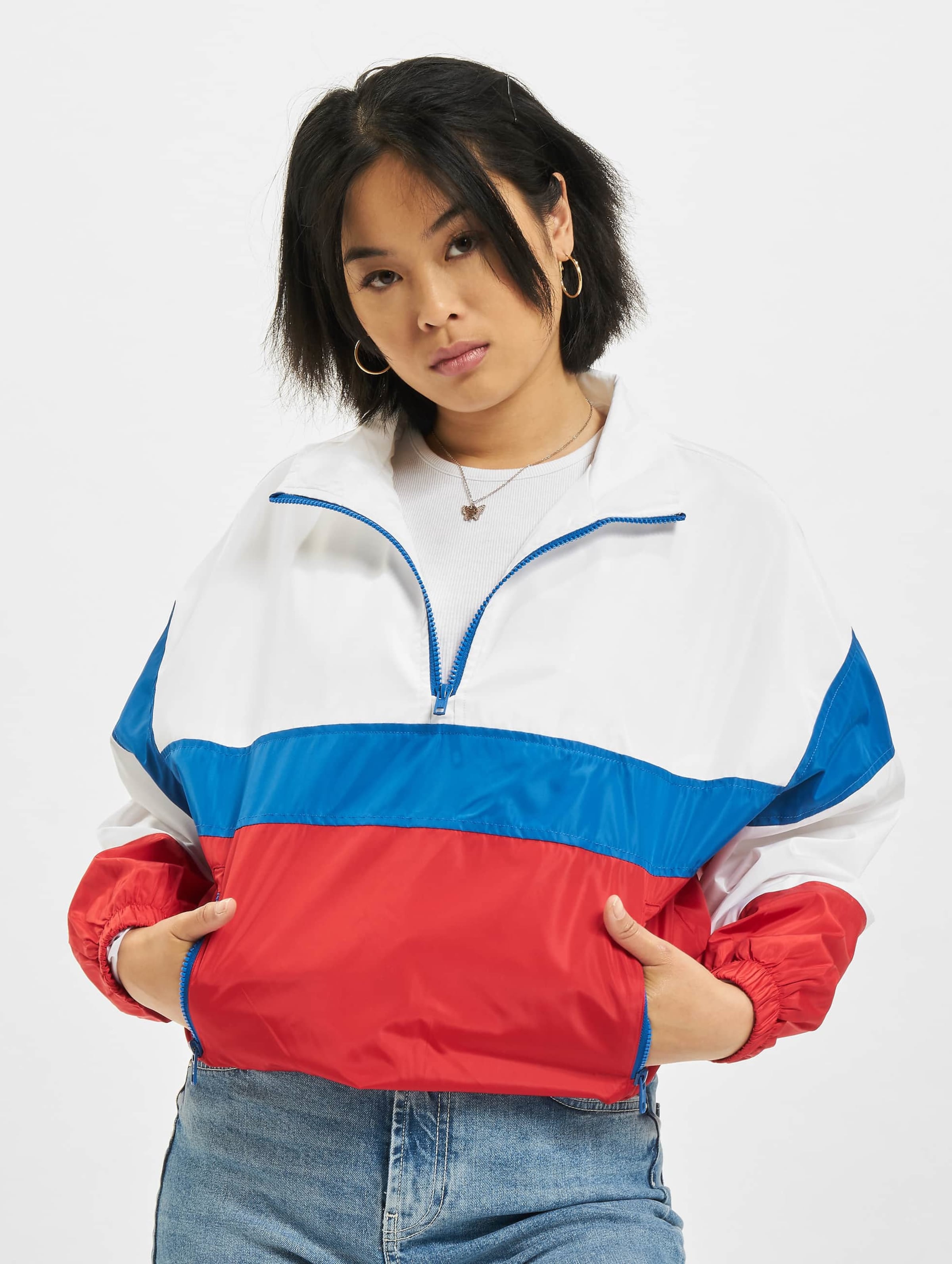 Urban Classics Ladies 3-Tone Stand Up Collar Pull Over Jacket