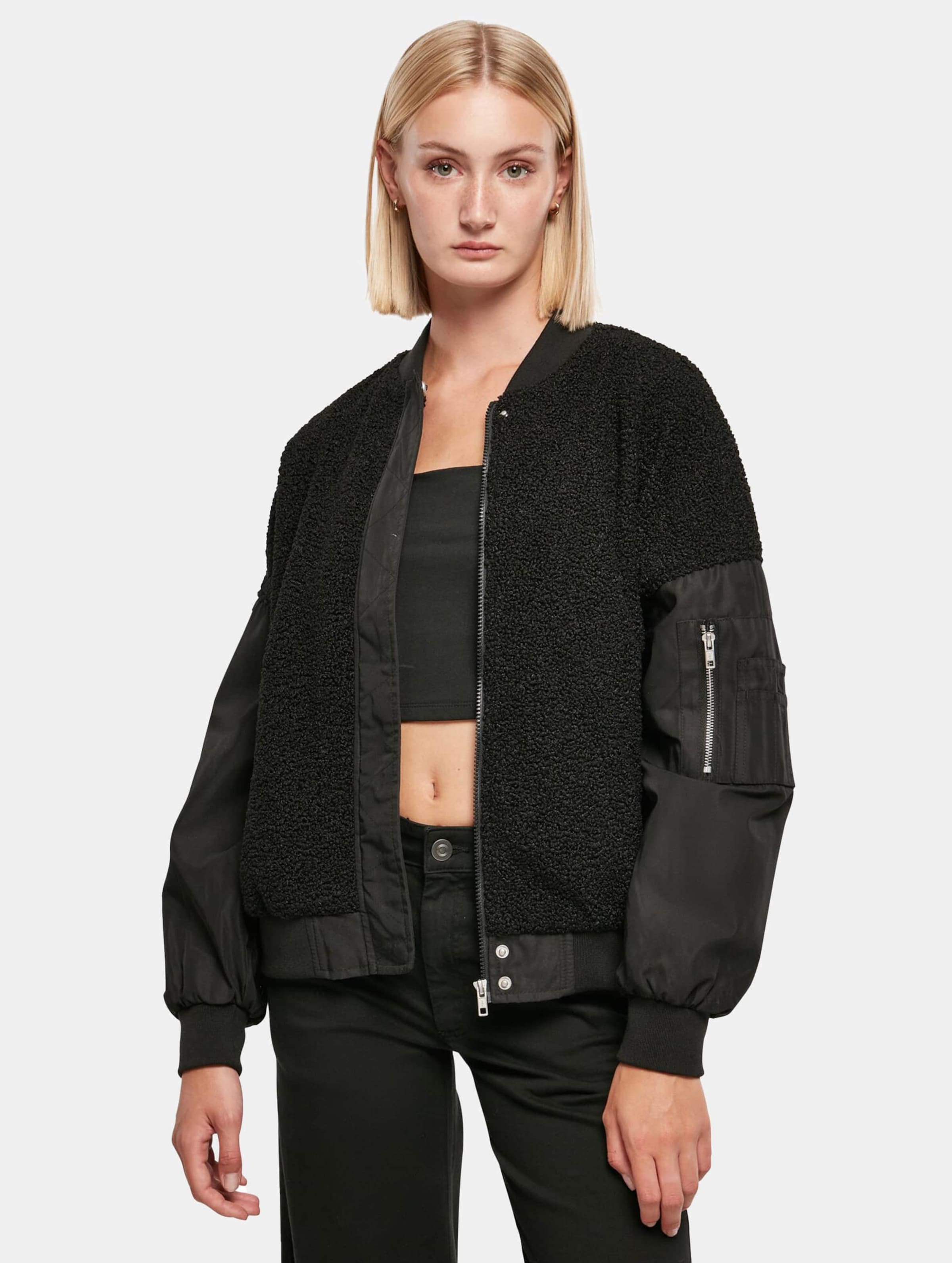 Urban Classics Ladies Oversized Sherpa Mixed Bomber Jacket