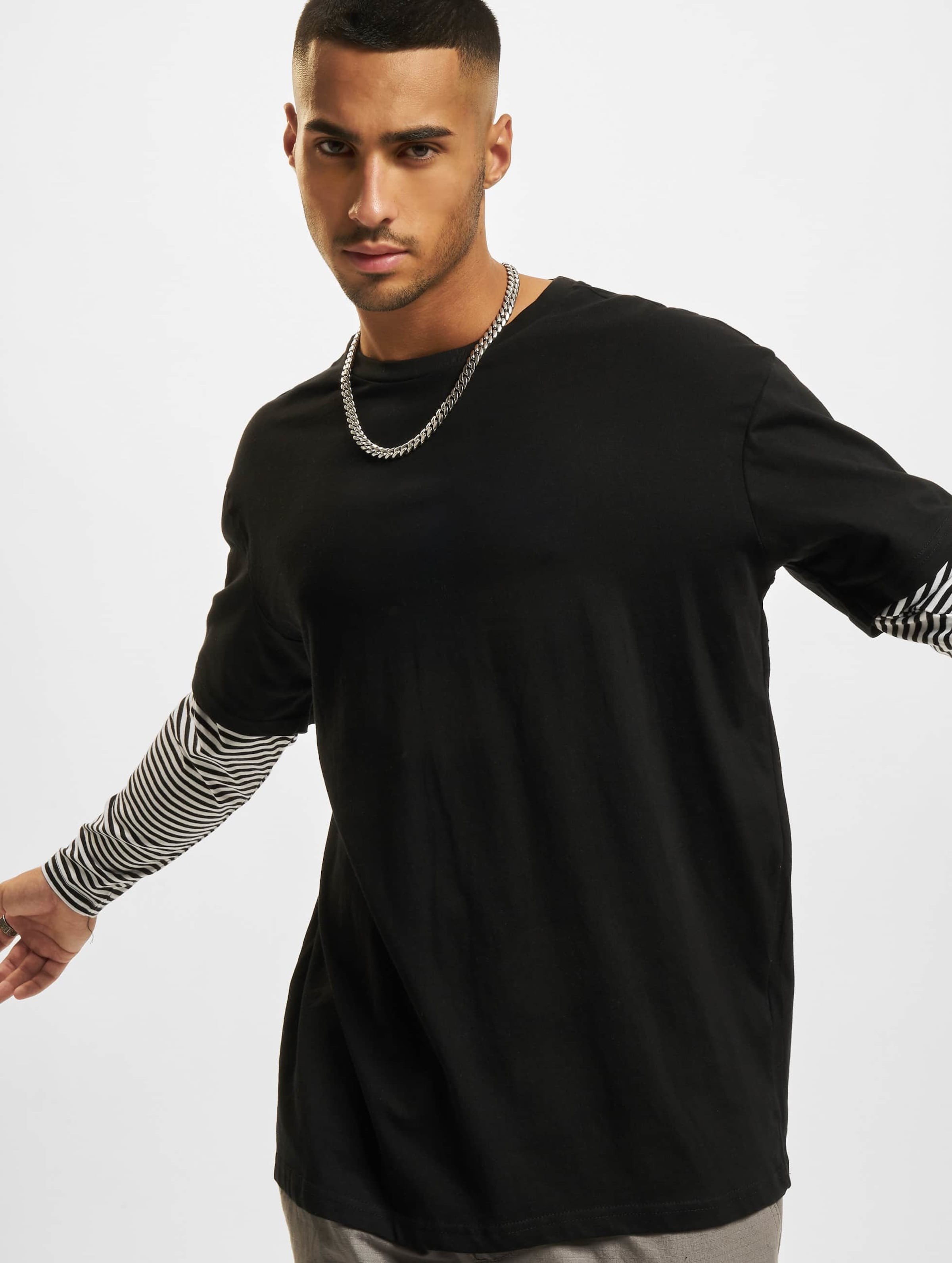 Urban Classics Oversized Double Layer Striped LS Tee