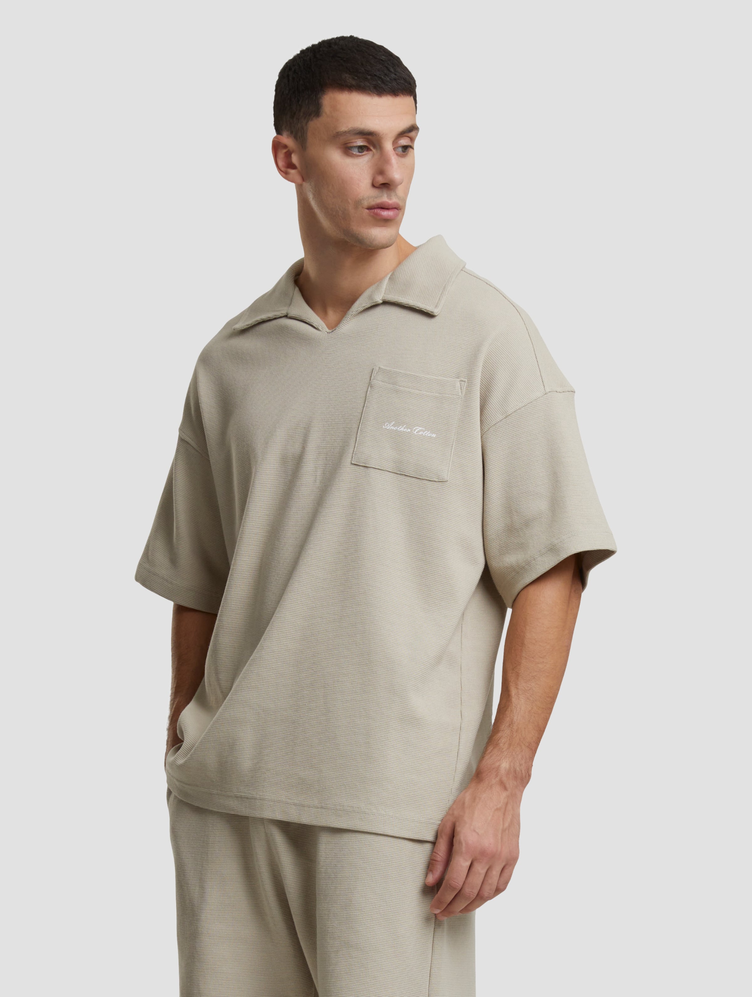 Another Cotton Lab Waffle Oversized Polo Shirt