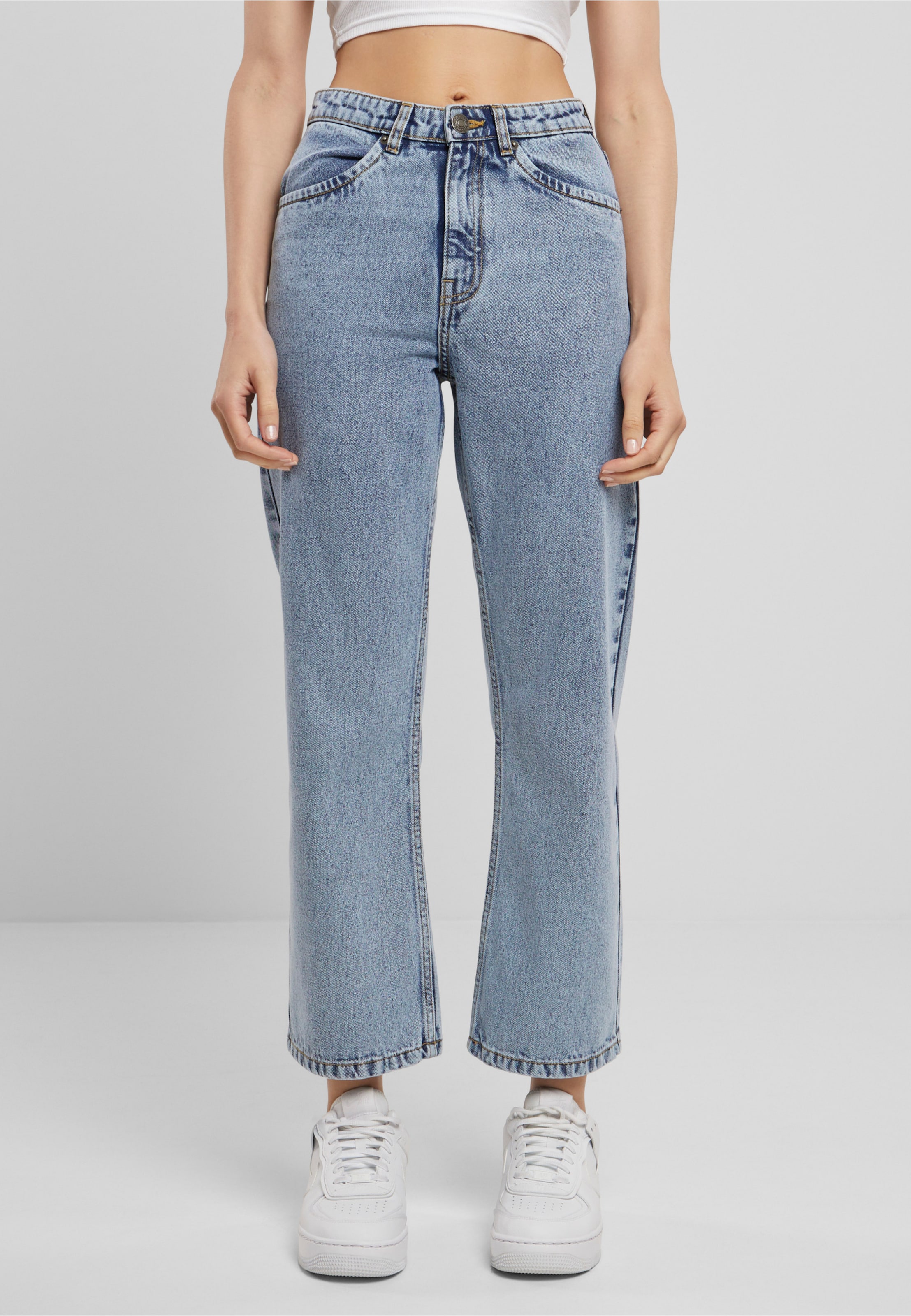 Urban Classics Ladies Cropped Straight Leg Denim Pants