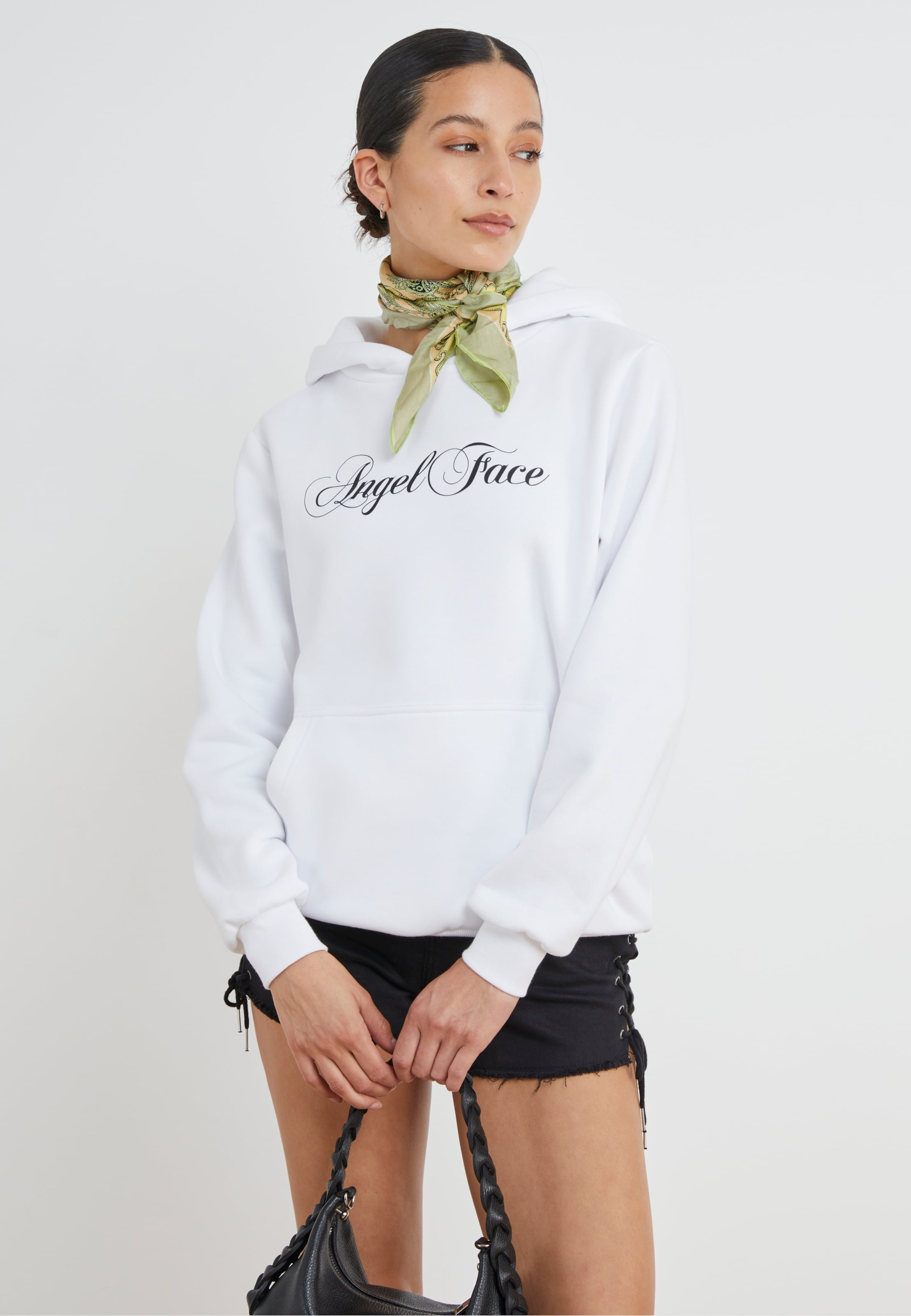 Miss Tee Angel Face Ladies Fluffy Hoody