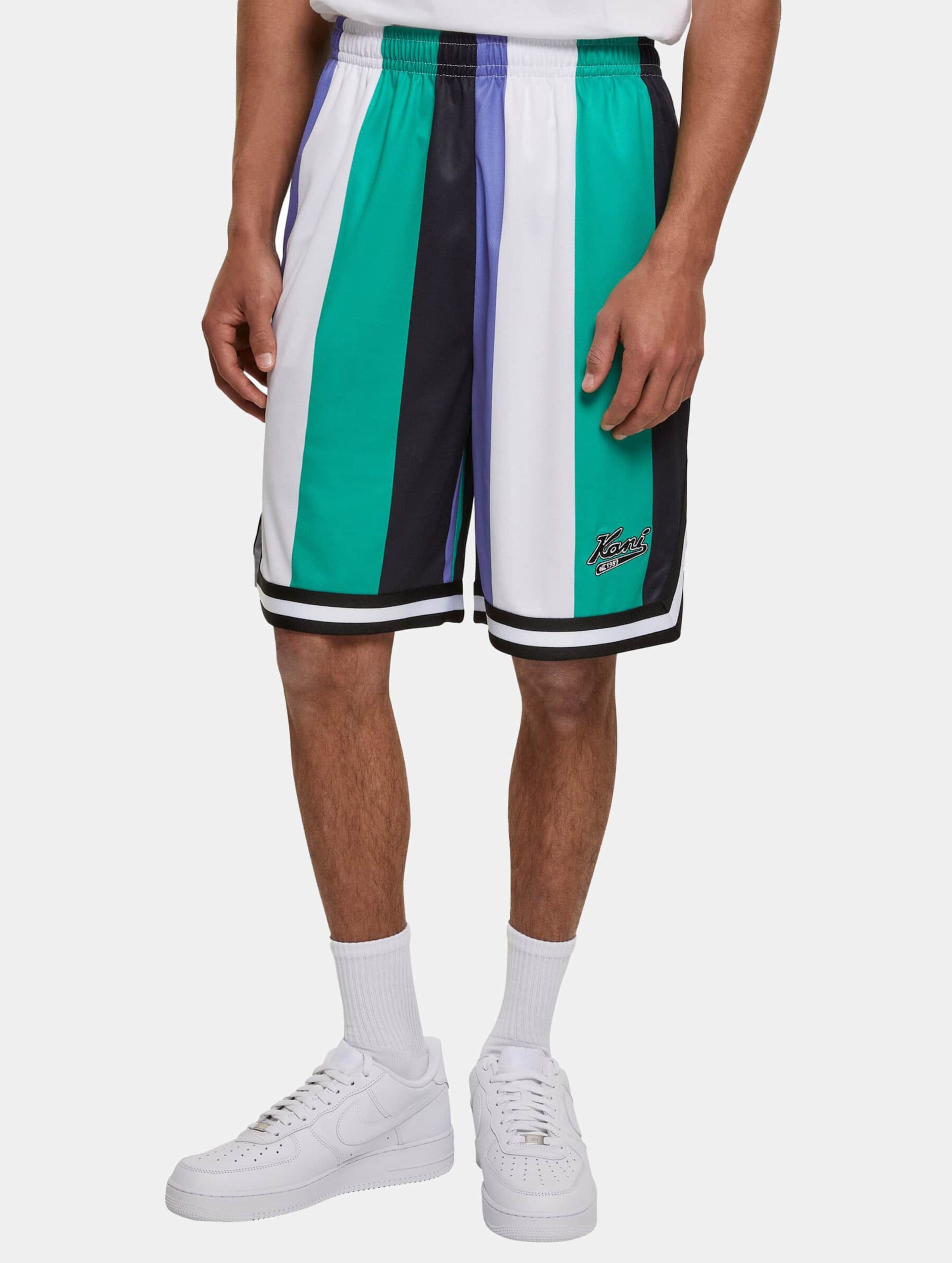 Karl Kani KM231-034-1KK Varsity Striped Mesh Short green/white/purple