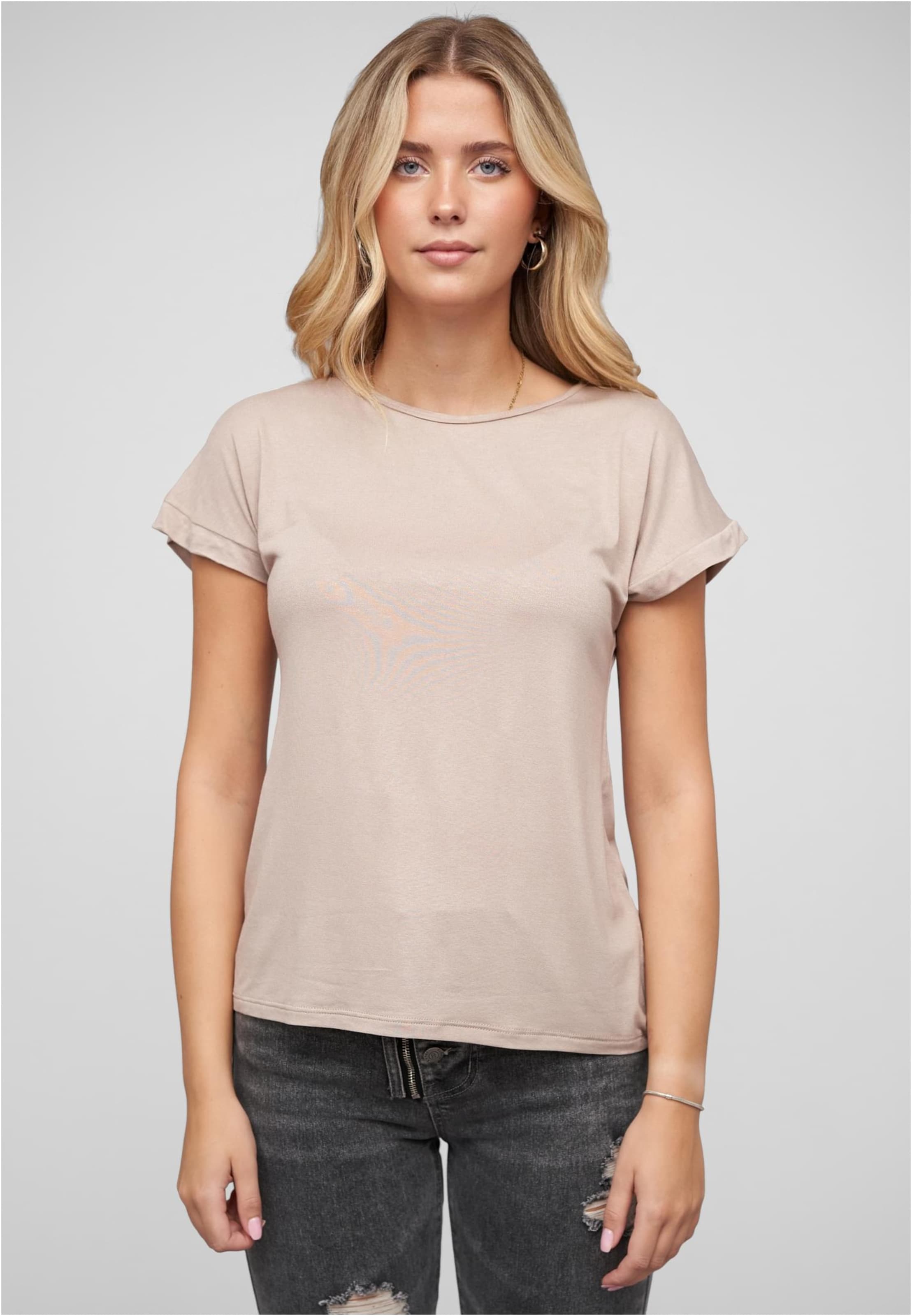 Cloud5ive Viskose T-Shirt mit Ärmelumschlag und Rundhals