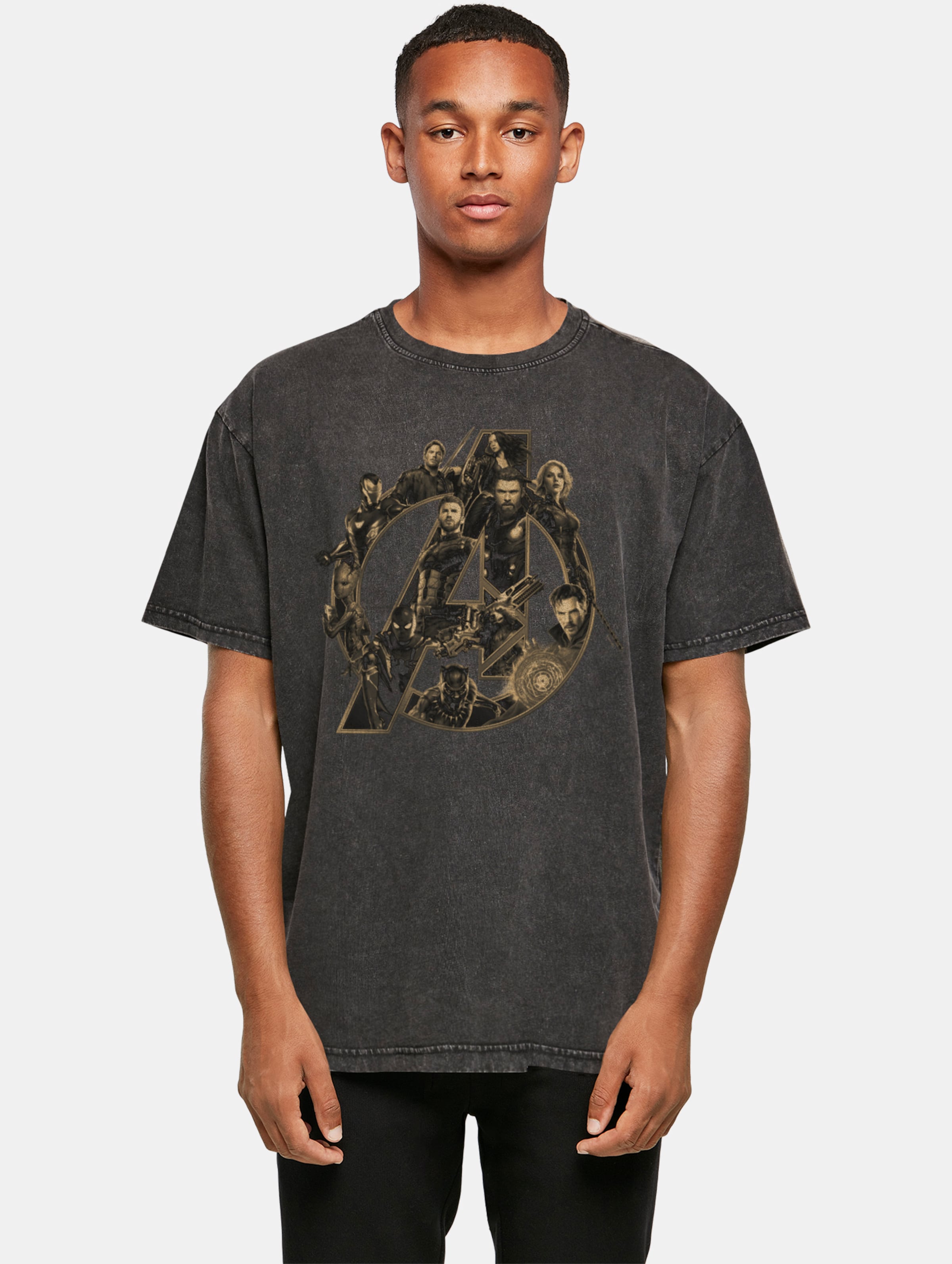 Absolute Cult Avengers Infinity War - Logo Acid Washed Oversized Tee