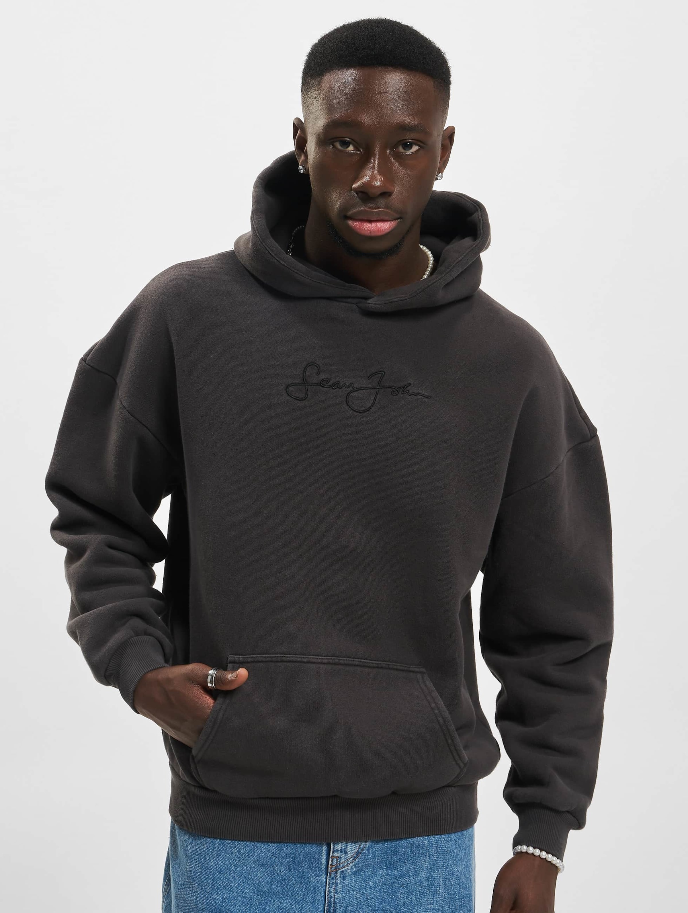 Sean John JM224-030-01 Script Logo Cold Pigment Dye Hoodie