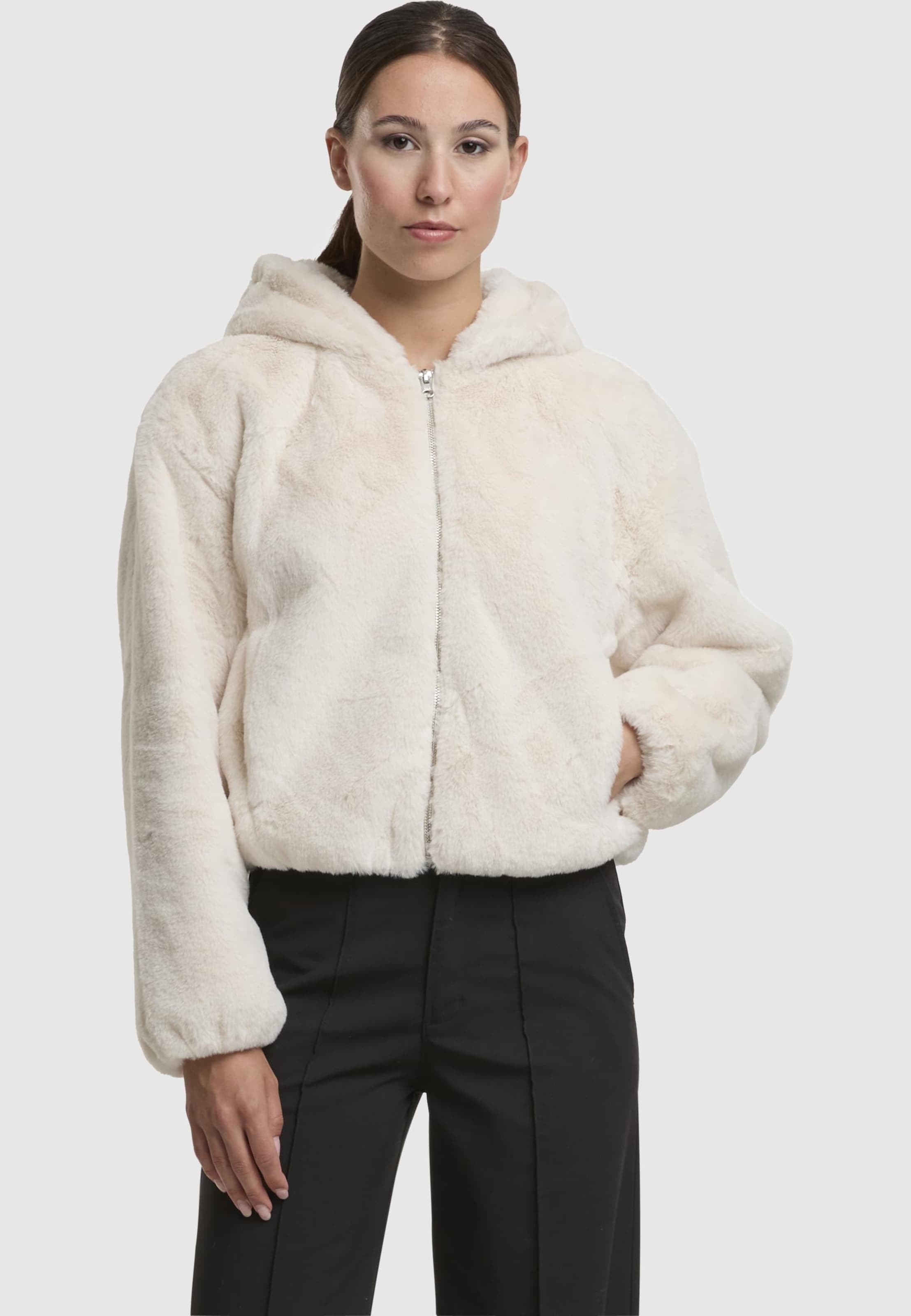 Urban Classics Ladies Full Zip Faux Fur Hoodie