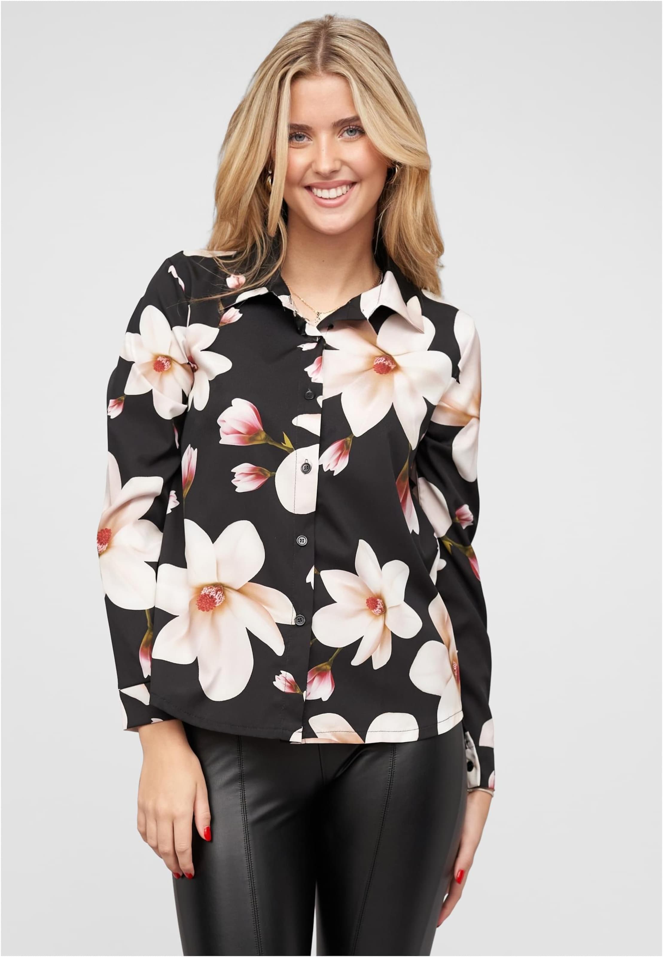 Cloud5ive Langarm-Bluse mit Knopfleiste u. Blumenprint