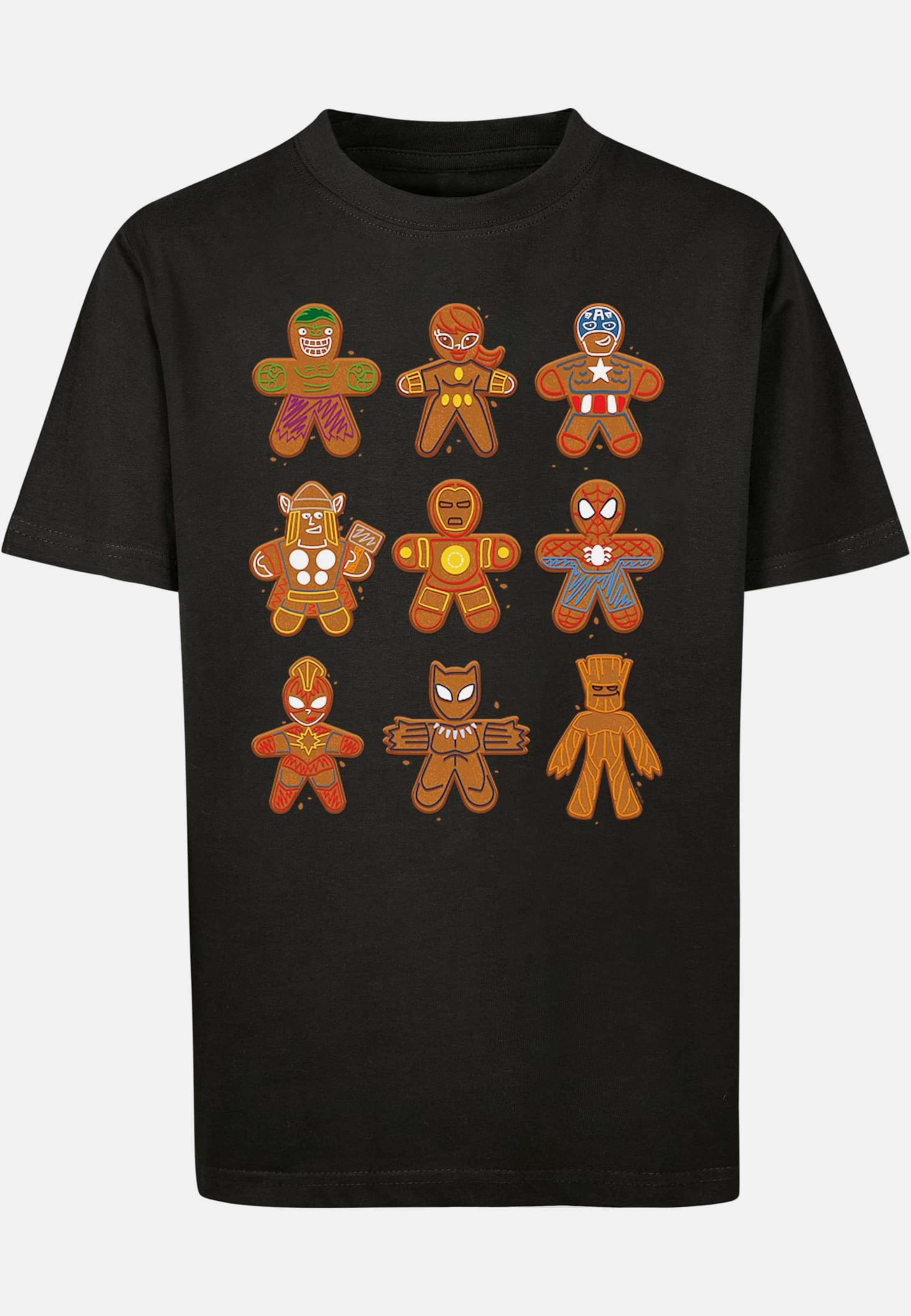 F4NT4STIC Marvel Universe Christmas Gingerbread Avengers with Kids Basic Tee