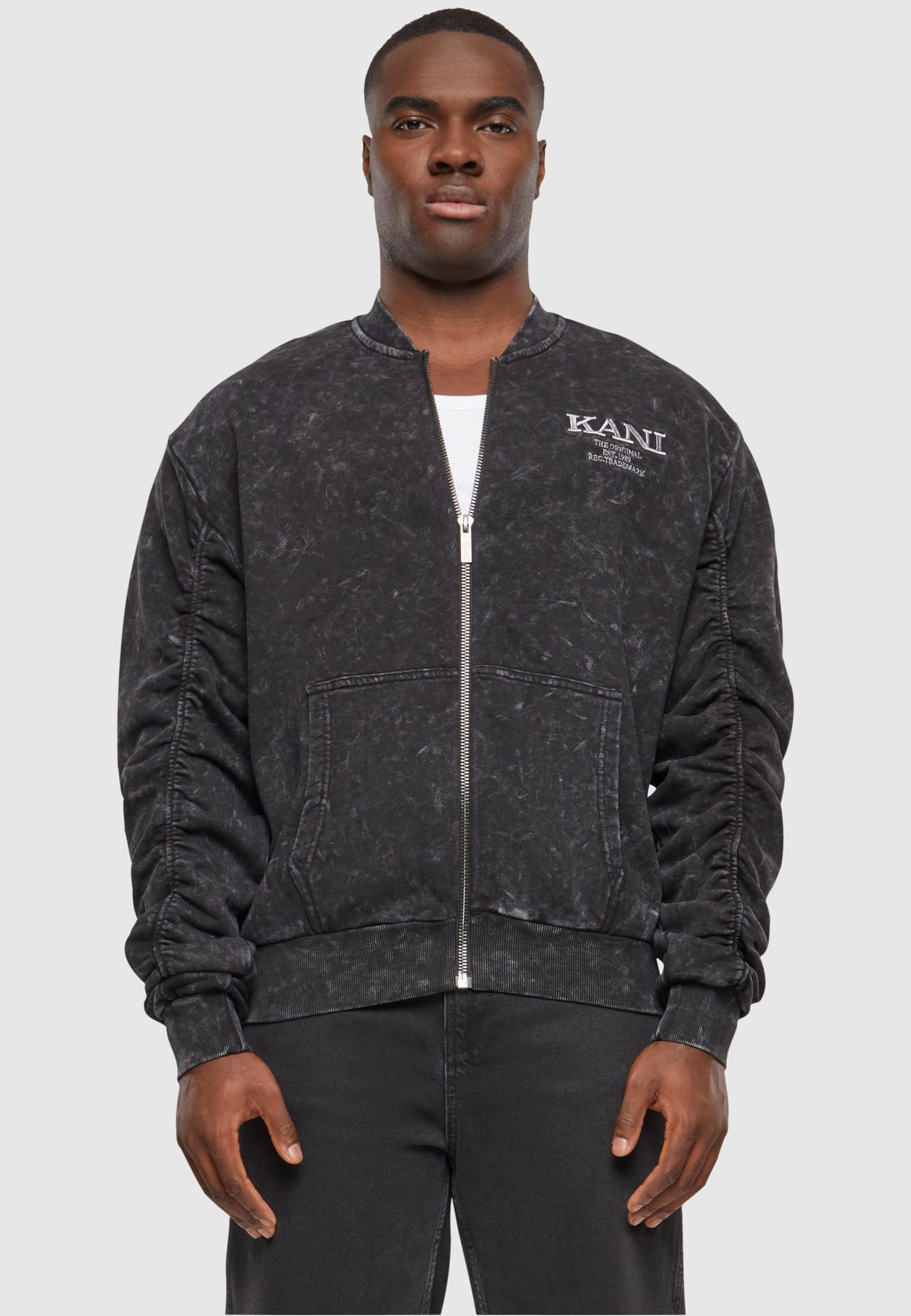 KM241-036-1 Karl Kani Chest Retro Washed Sweat Bomber Jacket