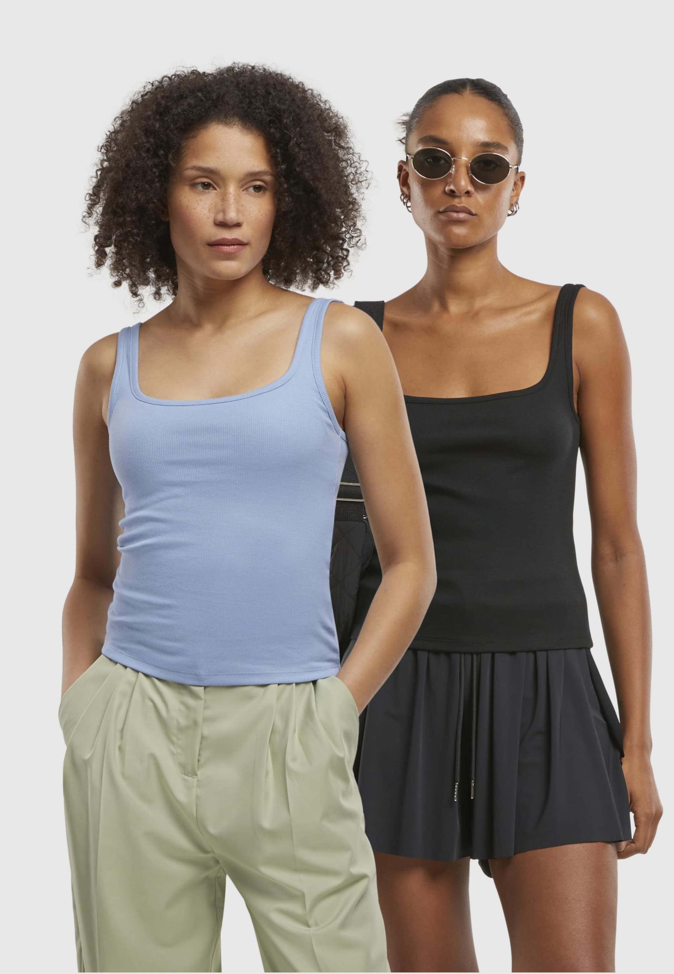 Urban Classics Ladies Wide Neck Rib Top 2-Pack