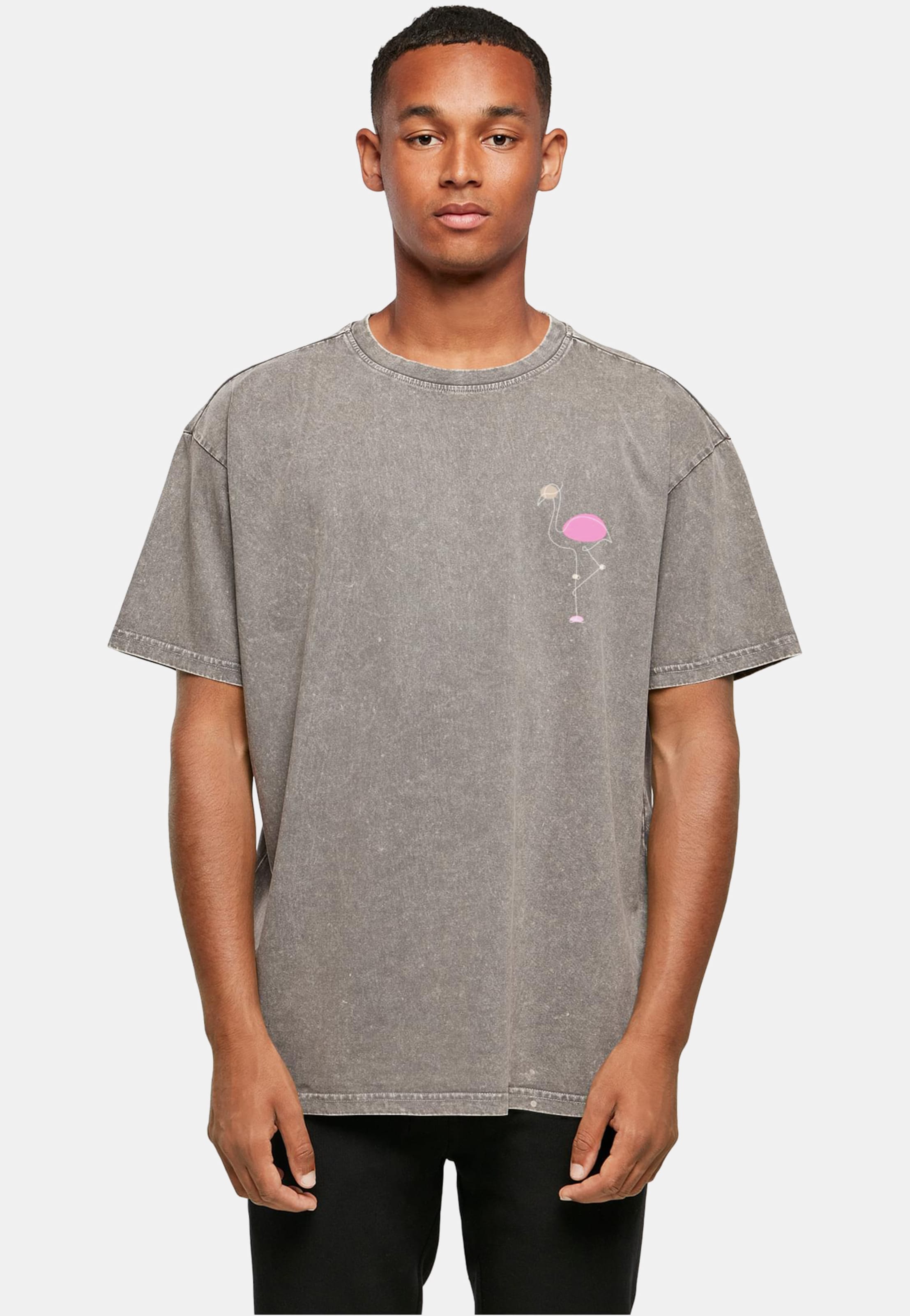 Merchcode Flamingo Acid Washed Heavy Oversized Tee