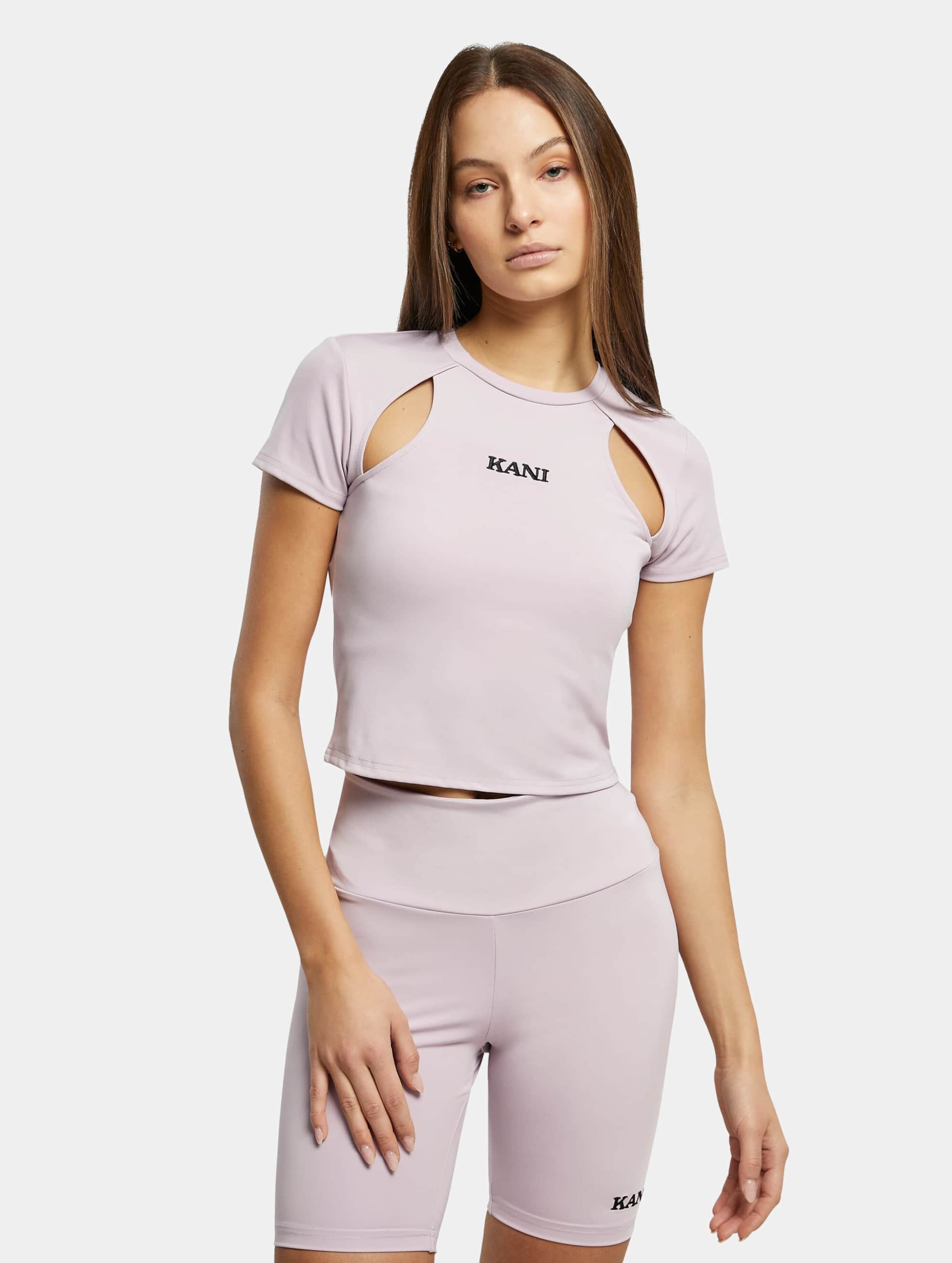 Karl Kani KW231-016-2 KK Small Retro Shiny Jersey Cut Out Tee light lavender