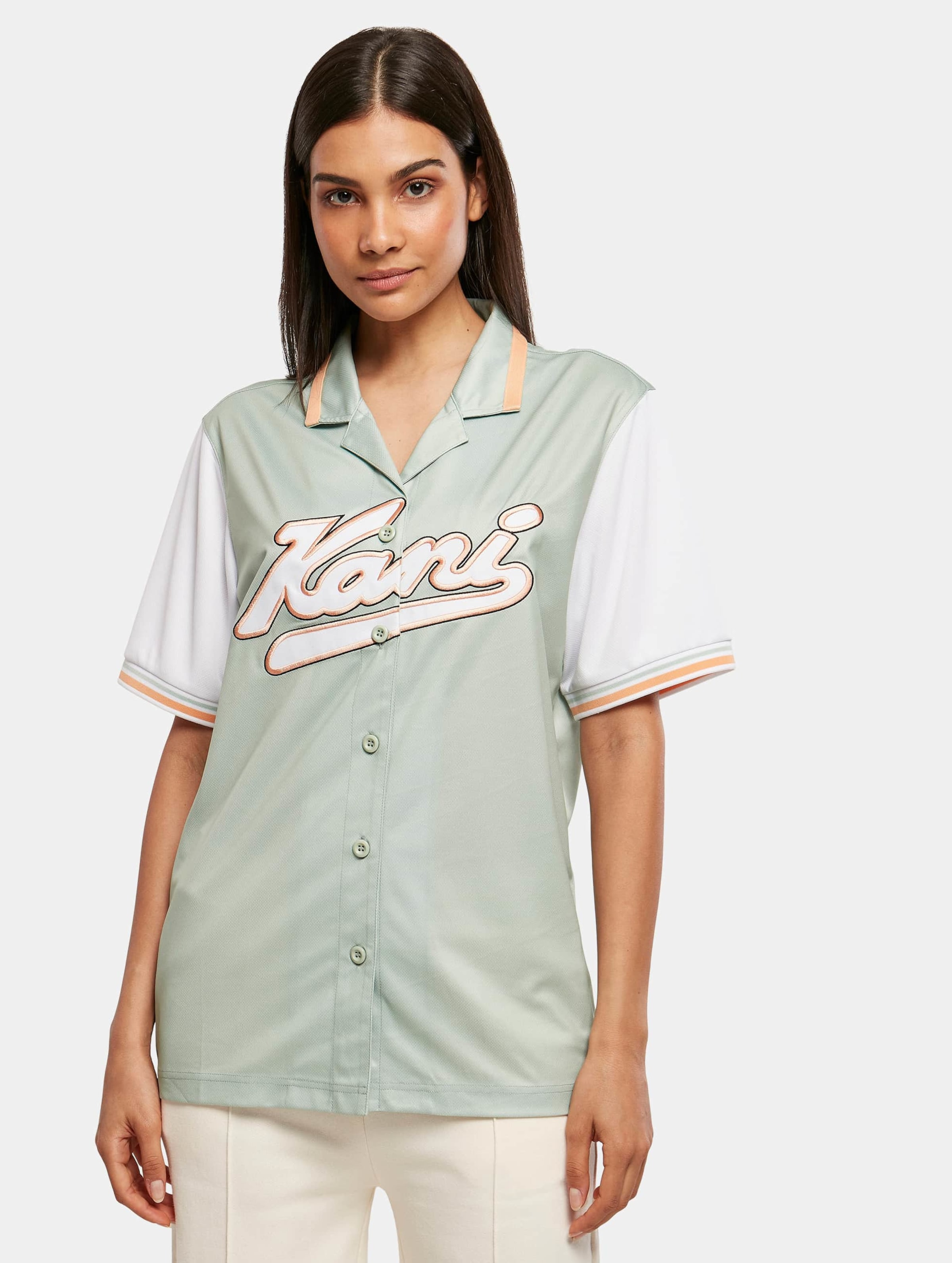 Karl Kani KW214-043-2 Varsity Block Baseball Shirt dusty green/white