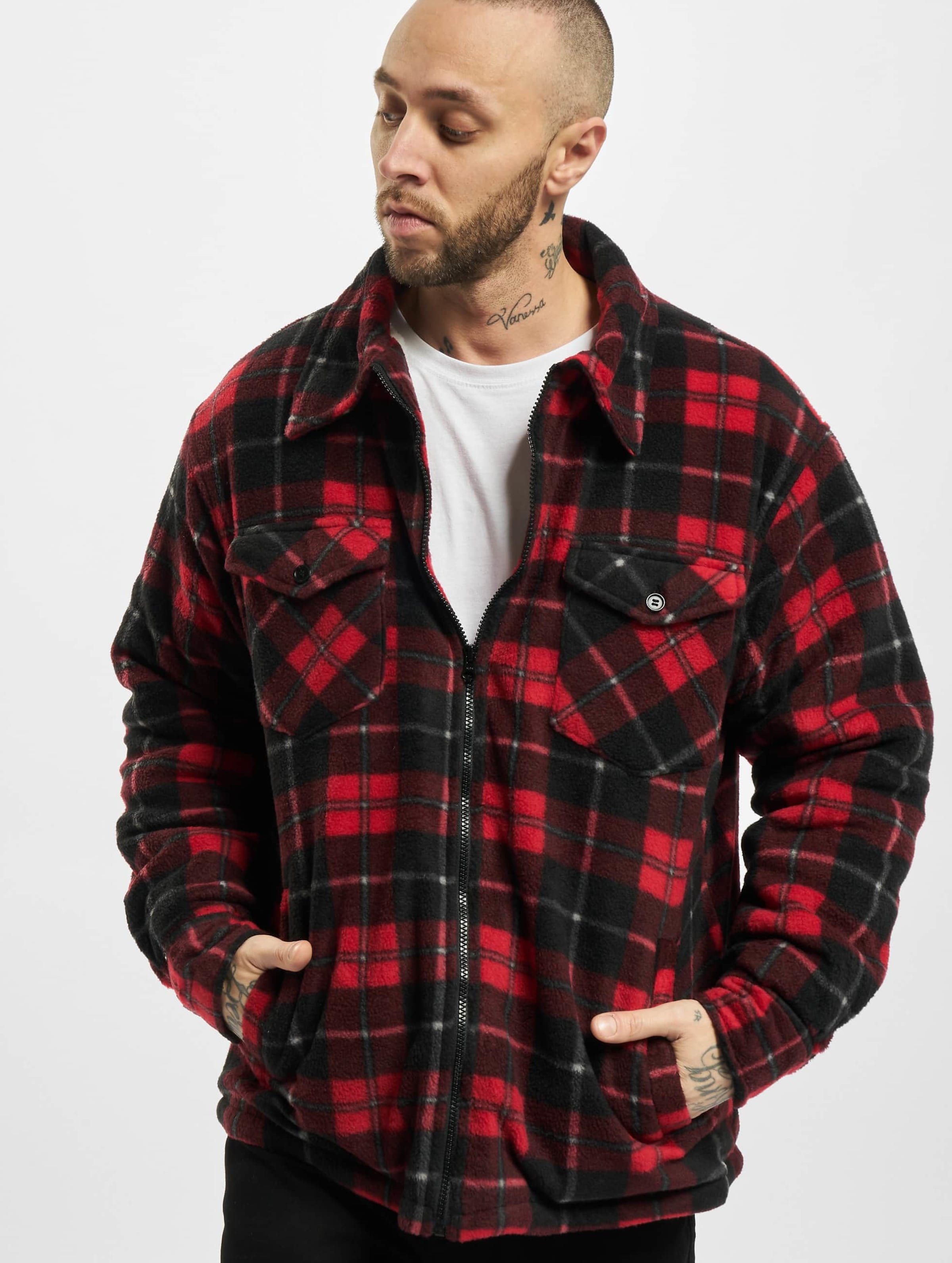 Urban Classics Plaid Teddy Lined Shirt Jacket