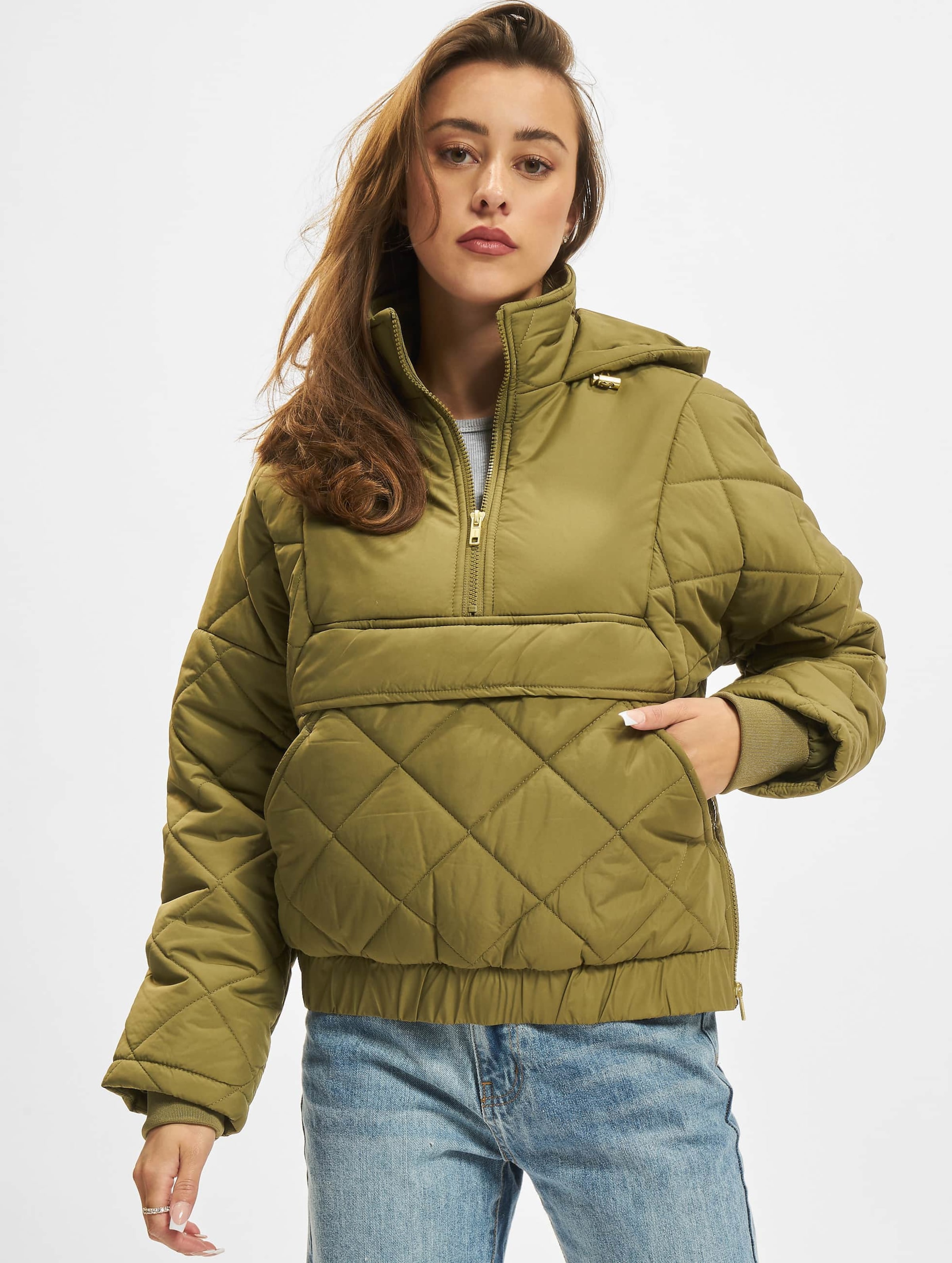 Urban Classics Ladies Oversized Diamond Quilted Pull Over Jacket