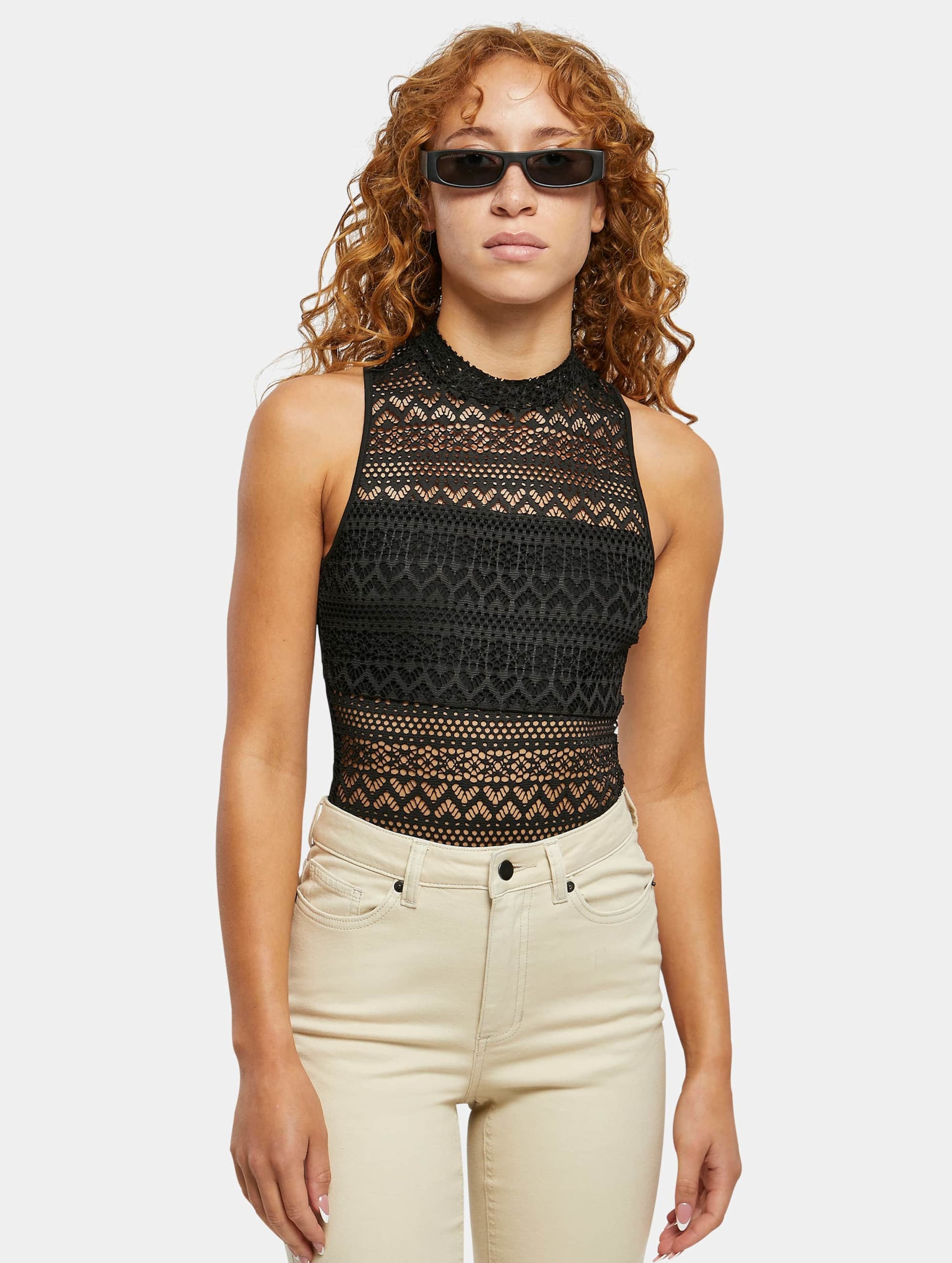 Urban Classics Ladies Crochet Jersey Turtleneck Body