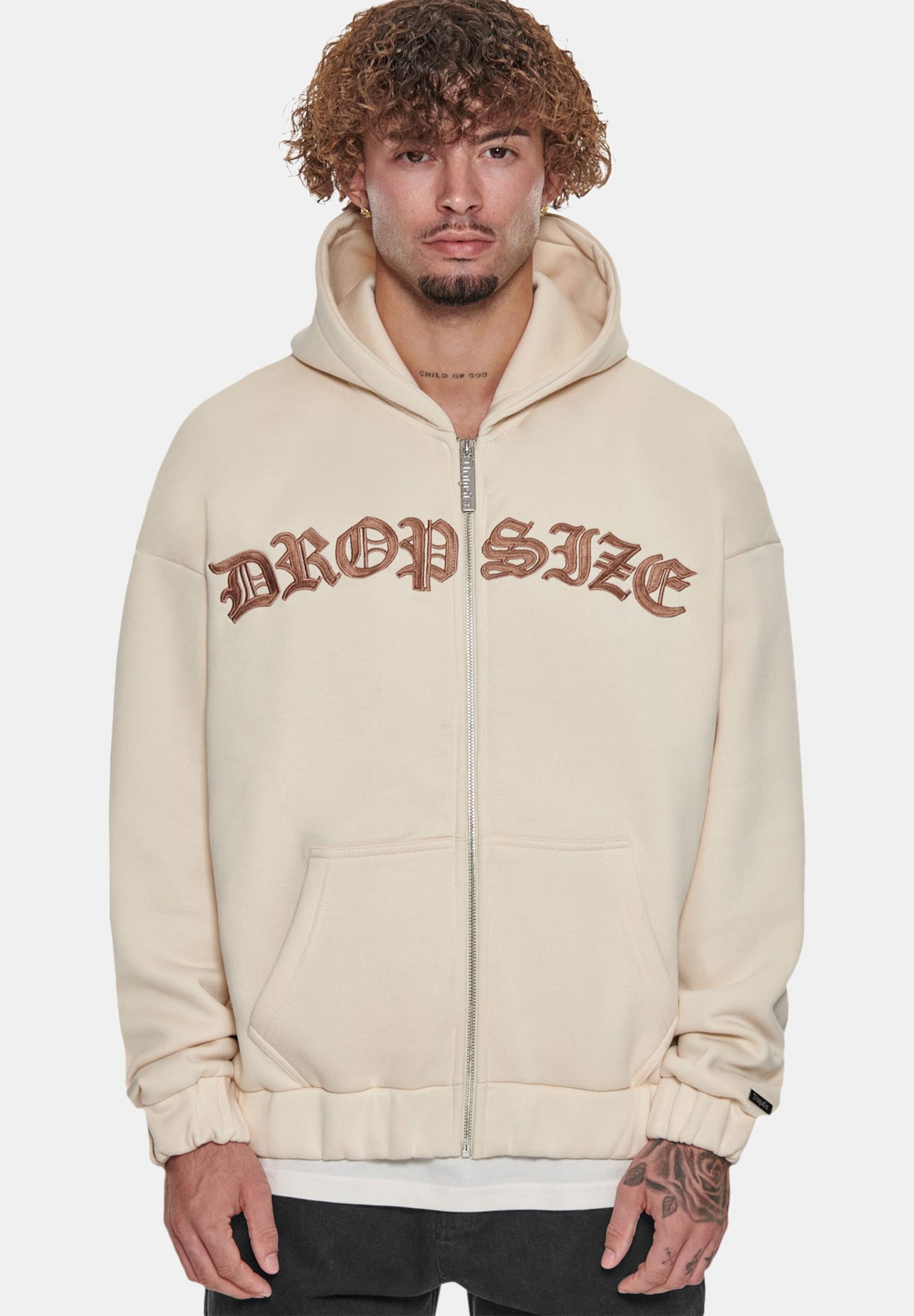 Dropsize Super Heavy Oversize Mid Front Embo Zip-Hoodie