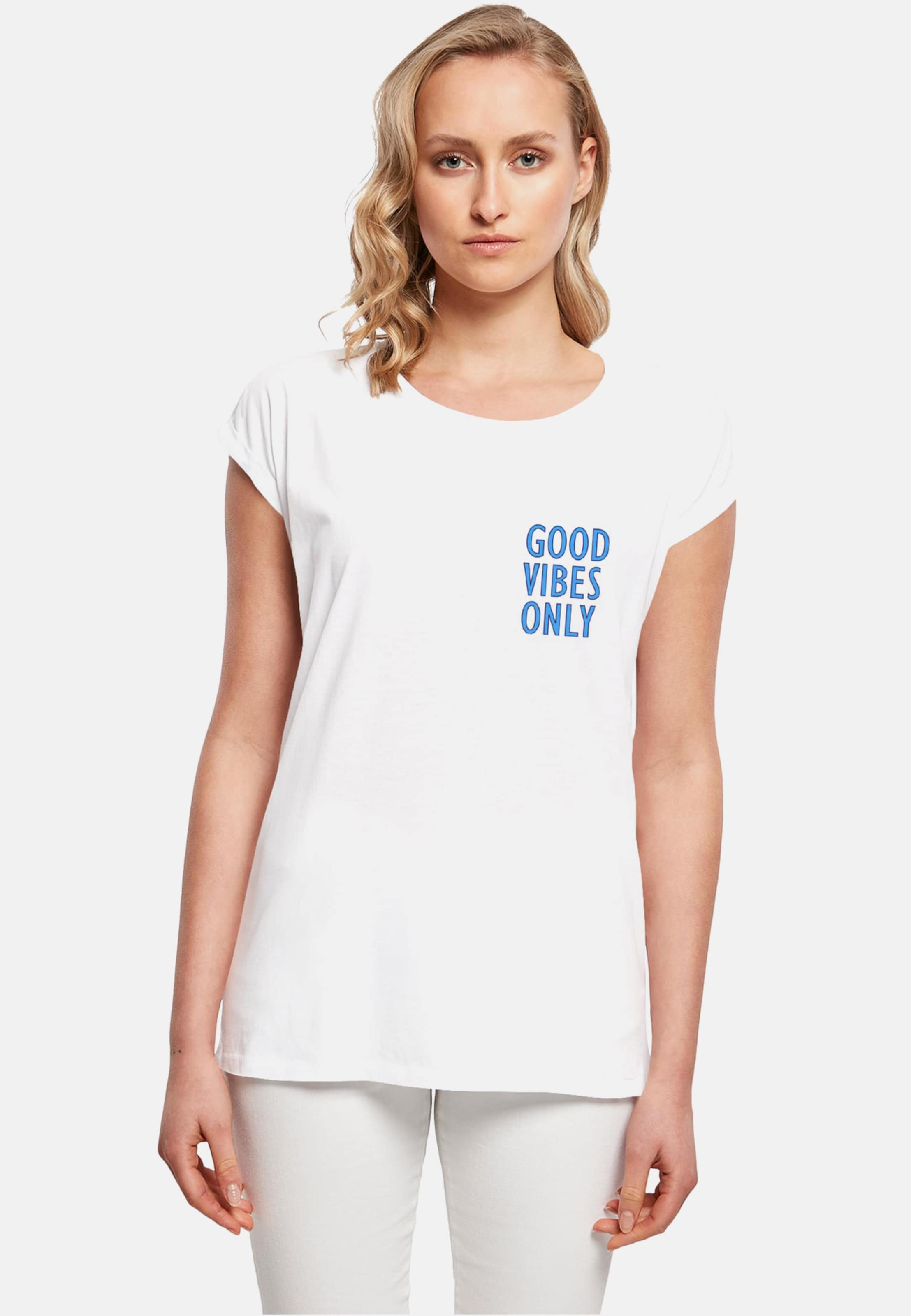 Merchcode POD Ladies Good Vibes Only Extended Shoulder Tee
