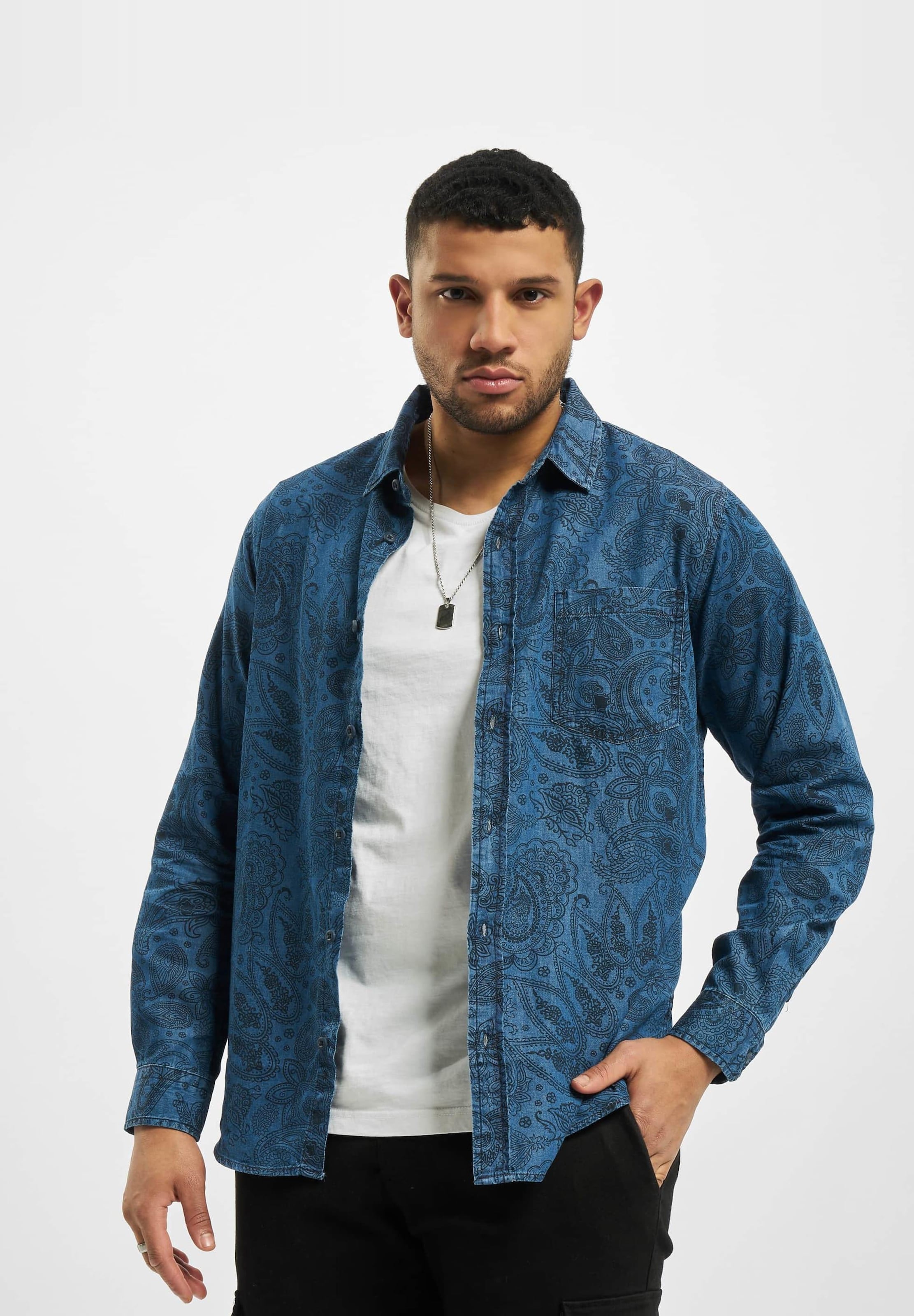 Urban Classics Printed Paisley Denim Shirt