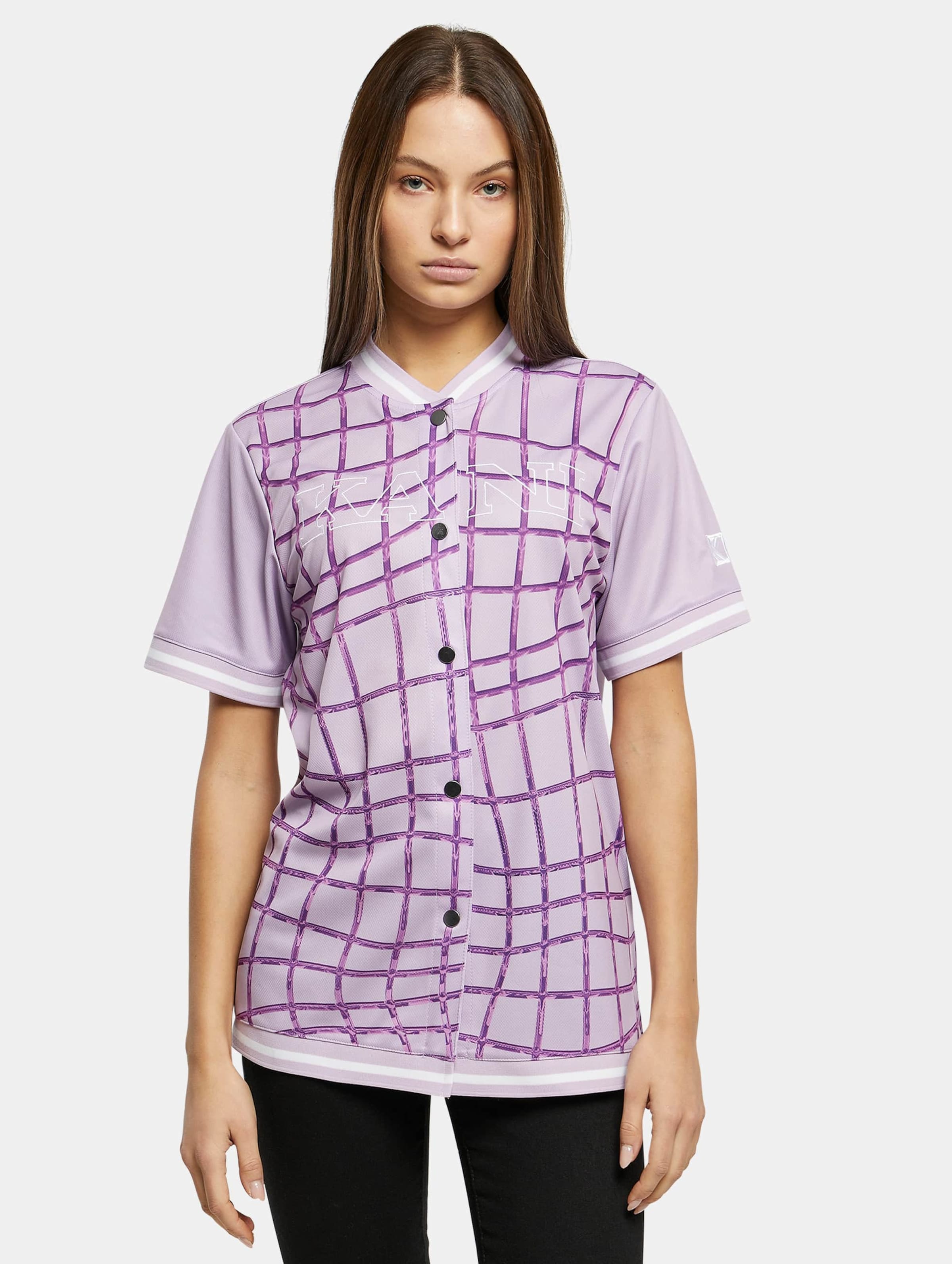 Karl Kani KW231-015-1 KK Retro Block Baseball Shirt light lavender pink
