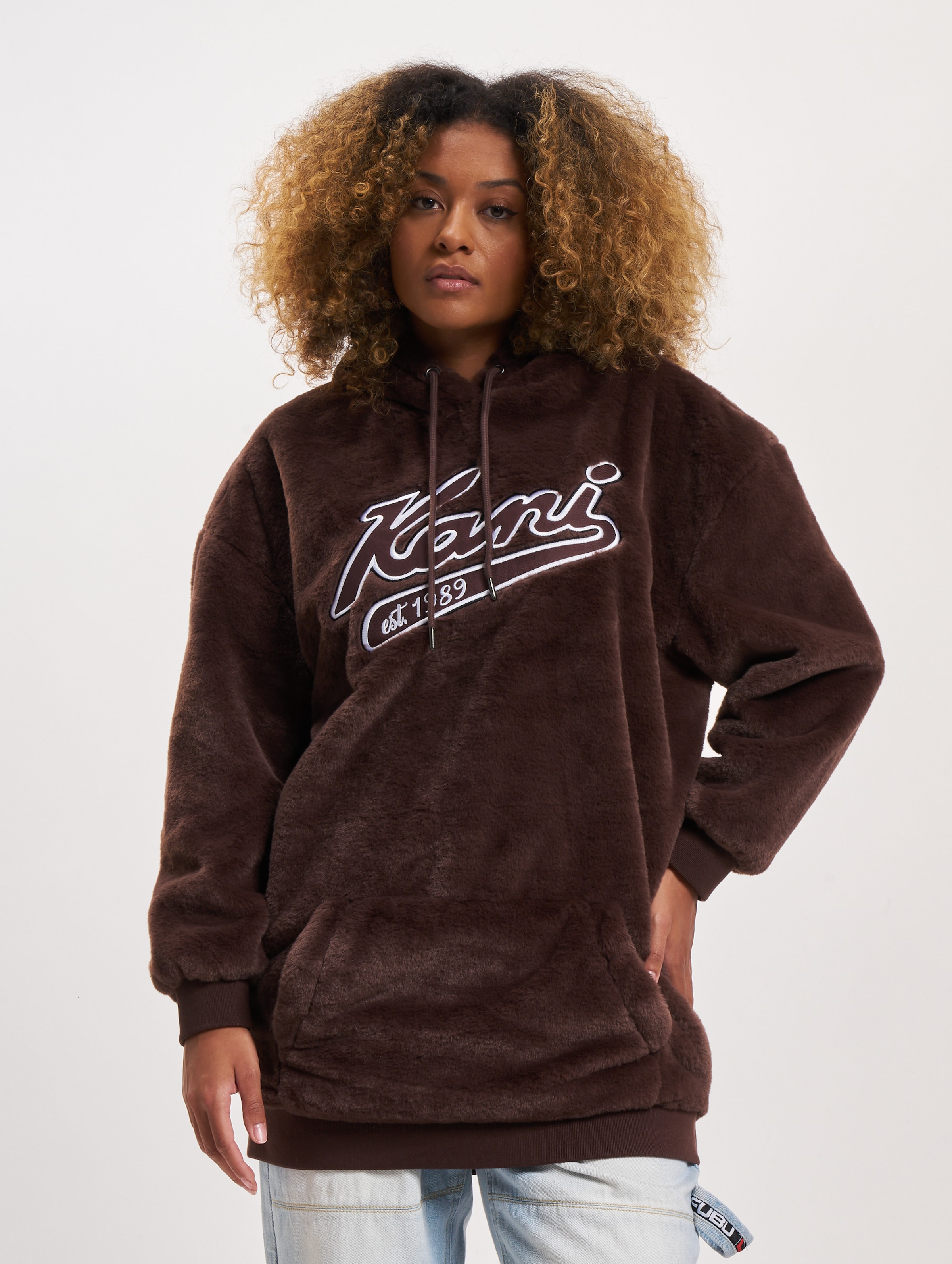 Karl Kani Varsity Vegan Fur Hoodie Dress