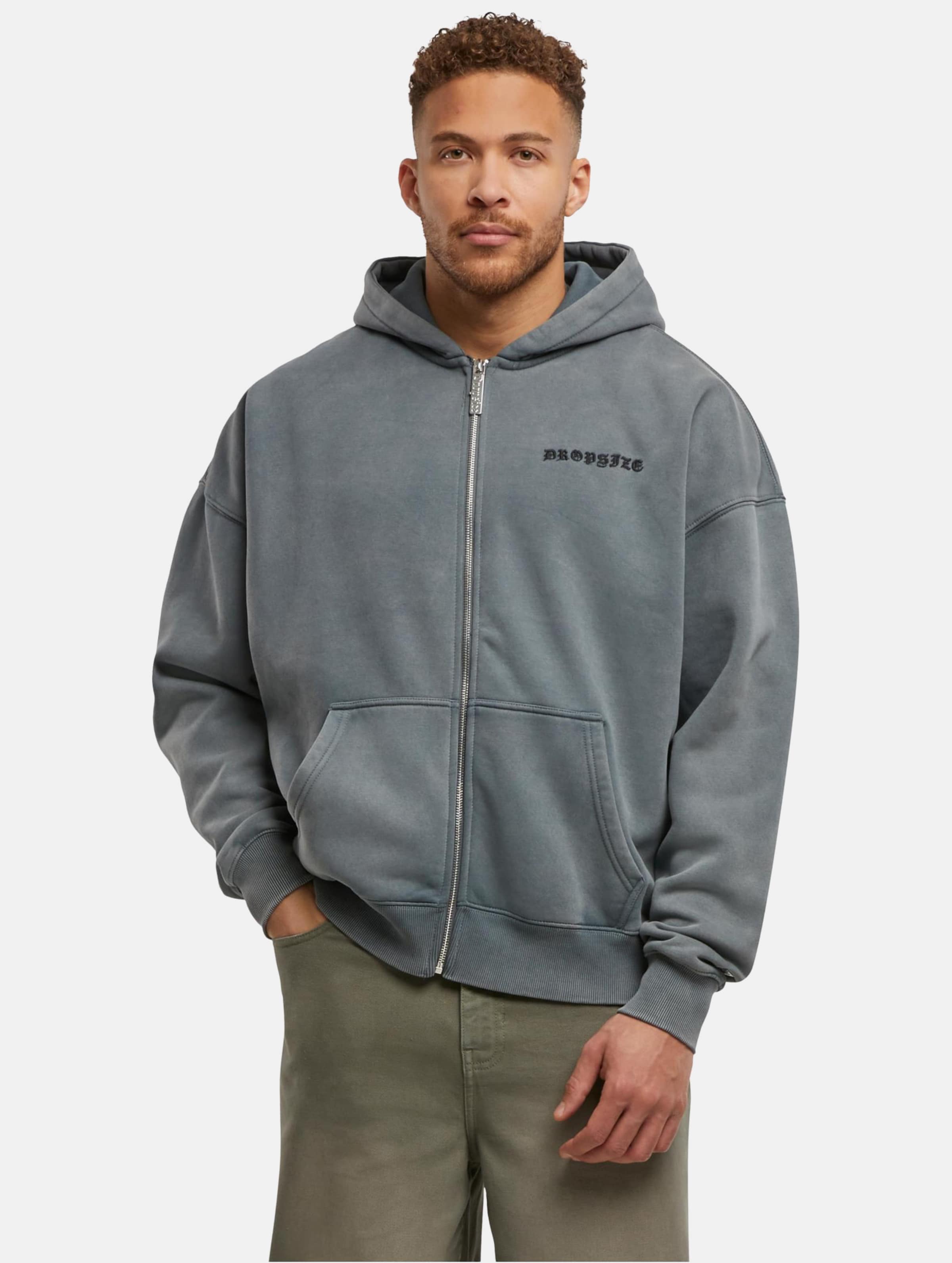 Dropsize Super Heavy Oversize Logo Zip Hoodie