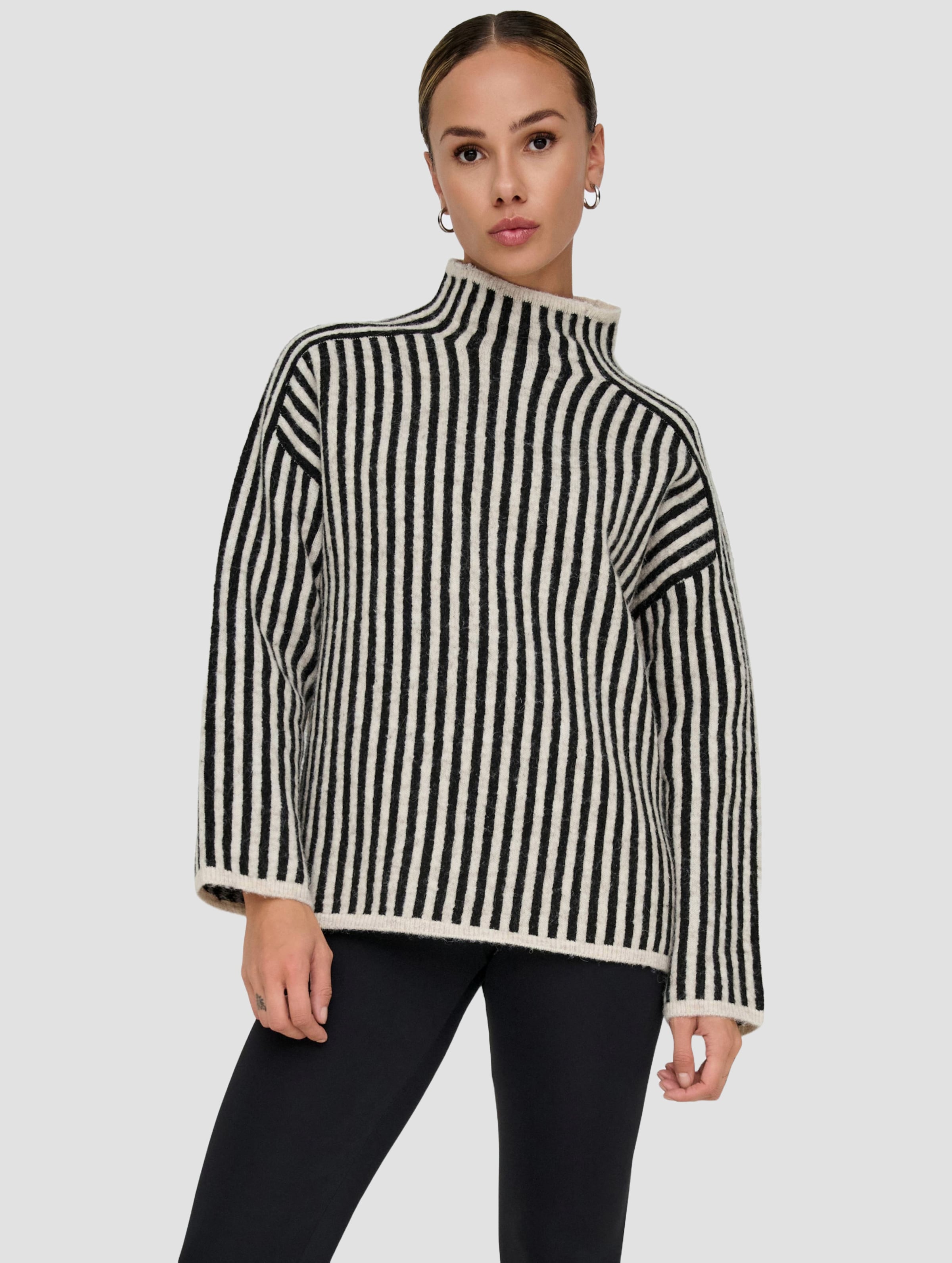 Only Gro Life Stripe High Neck Knit Pullover