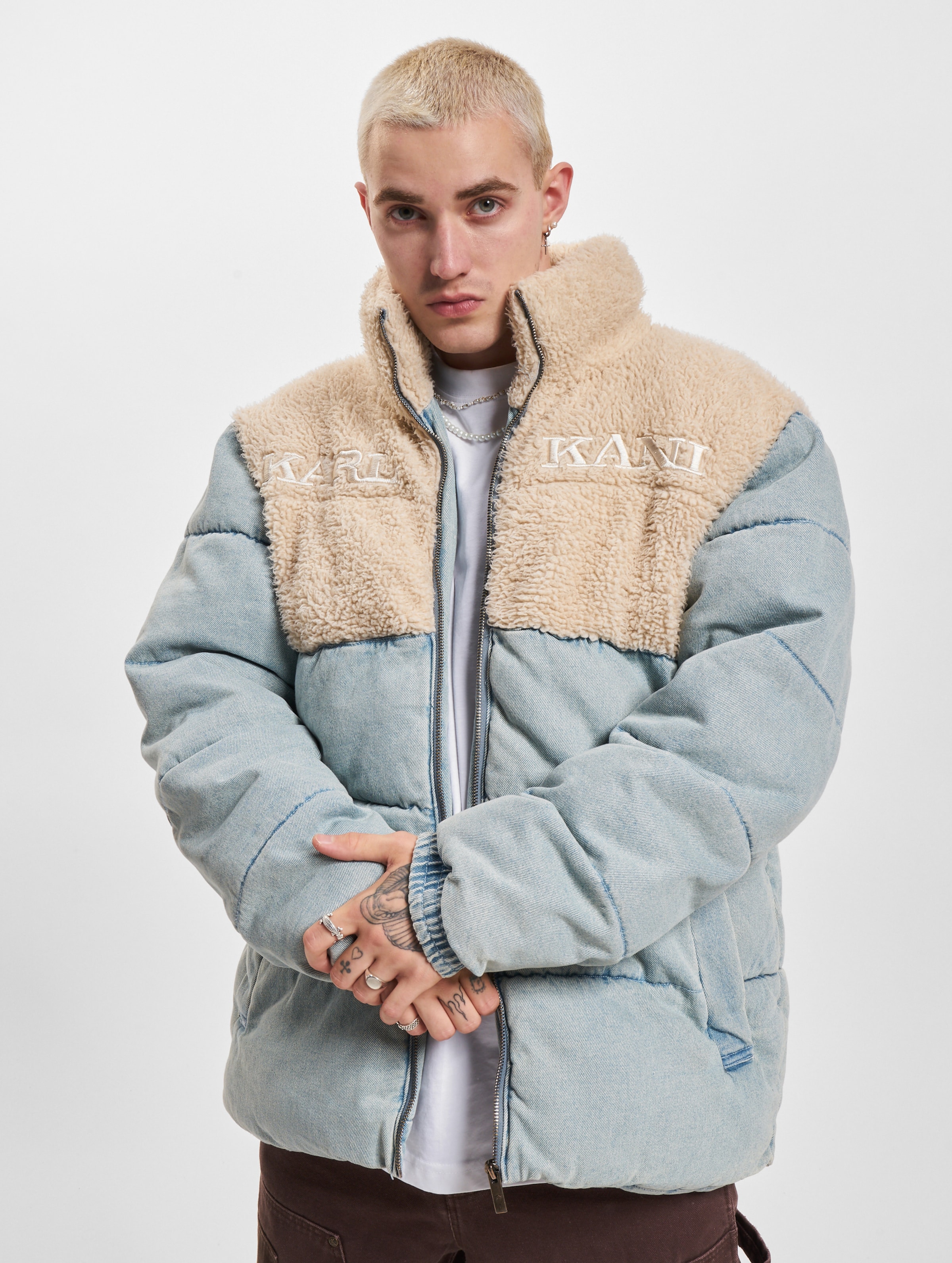 Karl Kani Retro Denim Teddy Puffer Jacket