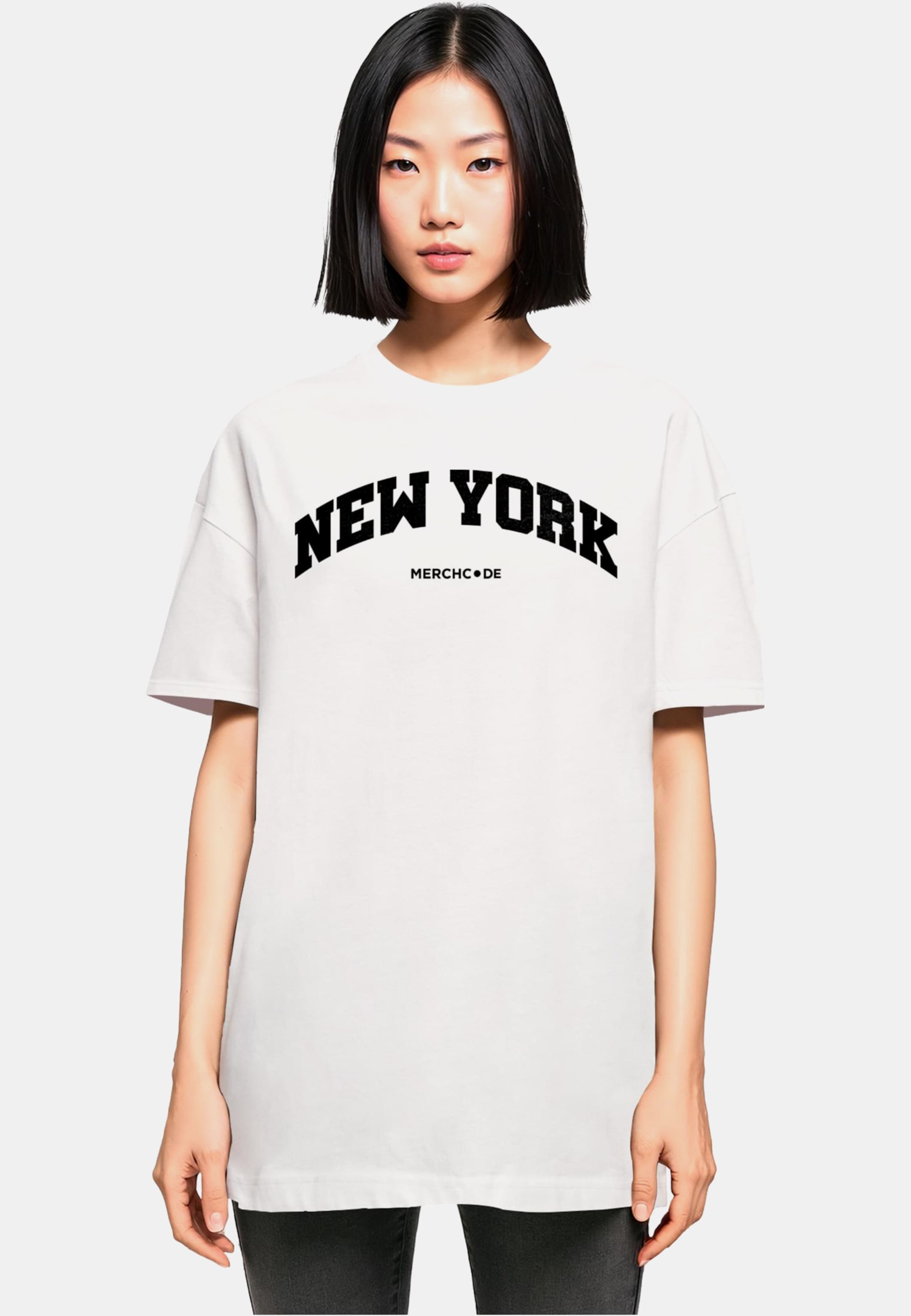 Merchcode Ladies New York Wording - Oversized Boyfriend Tee