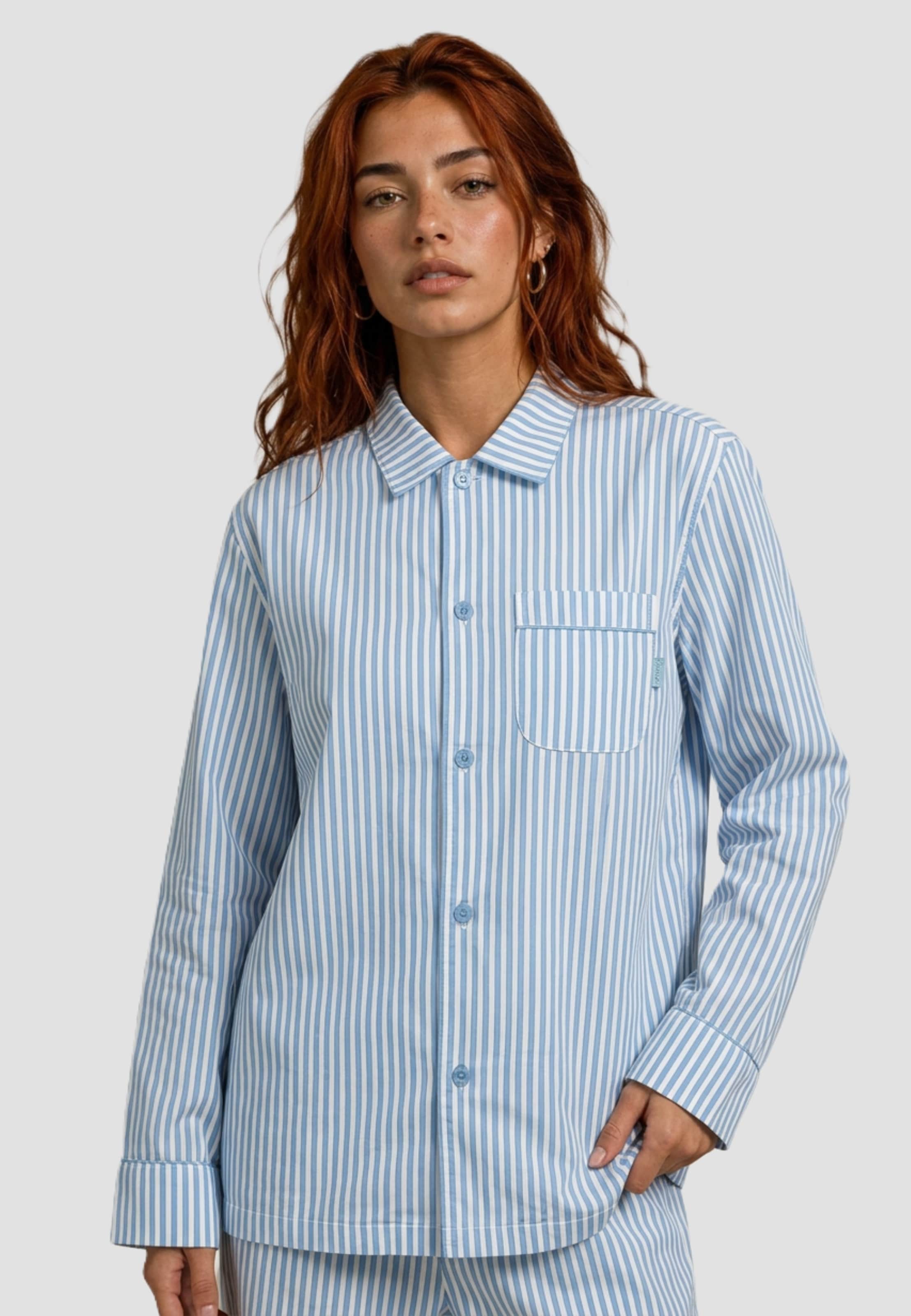 Pockies Ice Blue Striped Pyjama Shirt