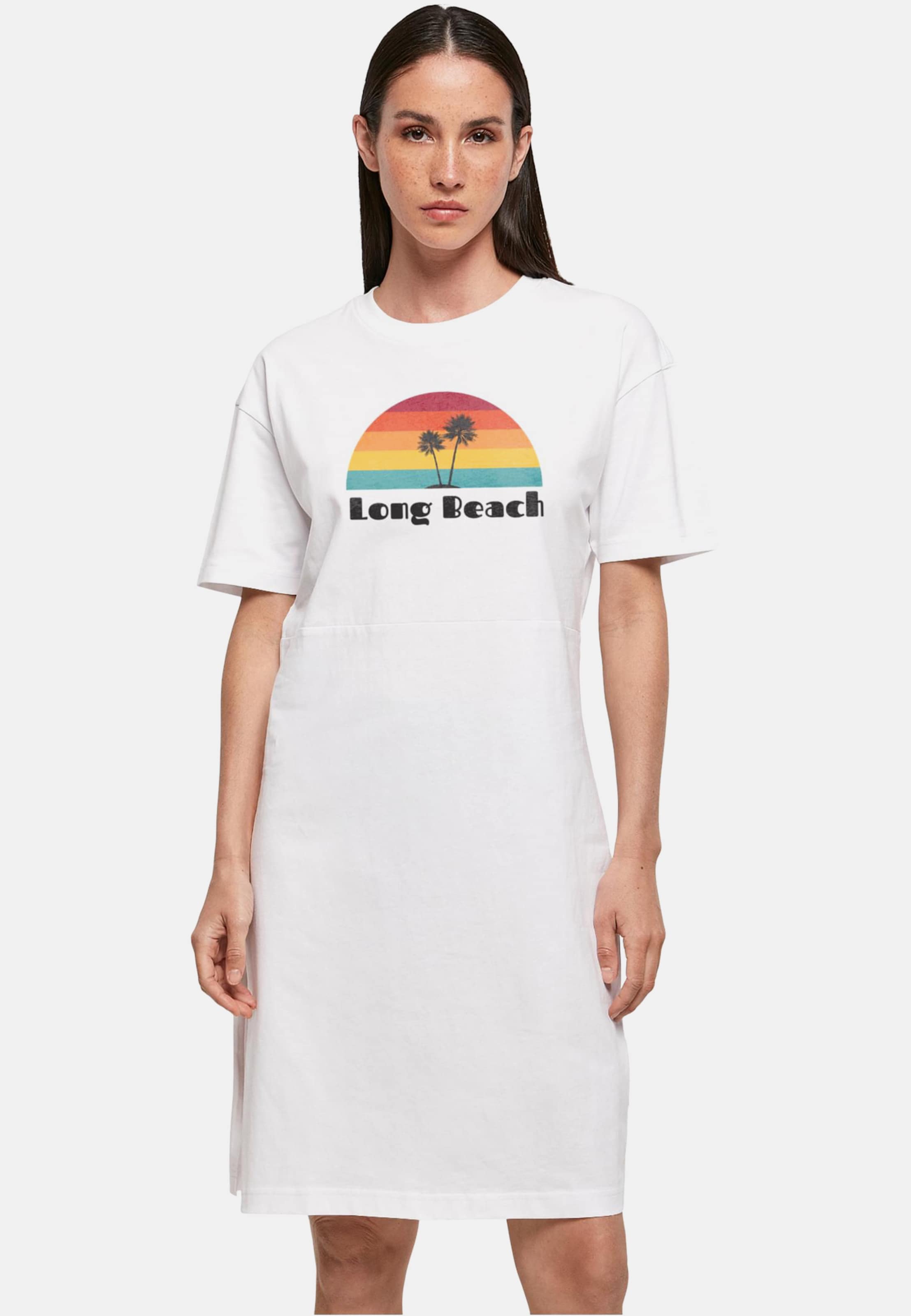 Merchcode Ladies Long Beach Essentials Oversized Slit Tee Dress