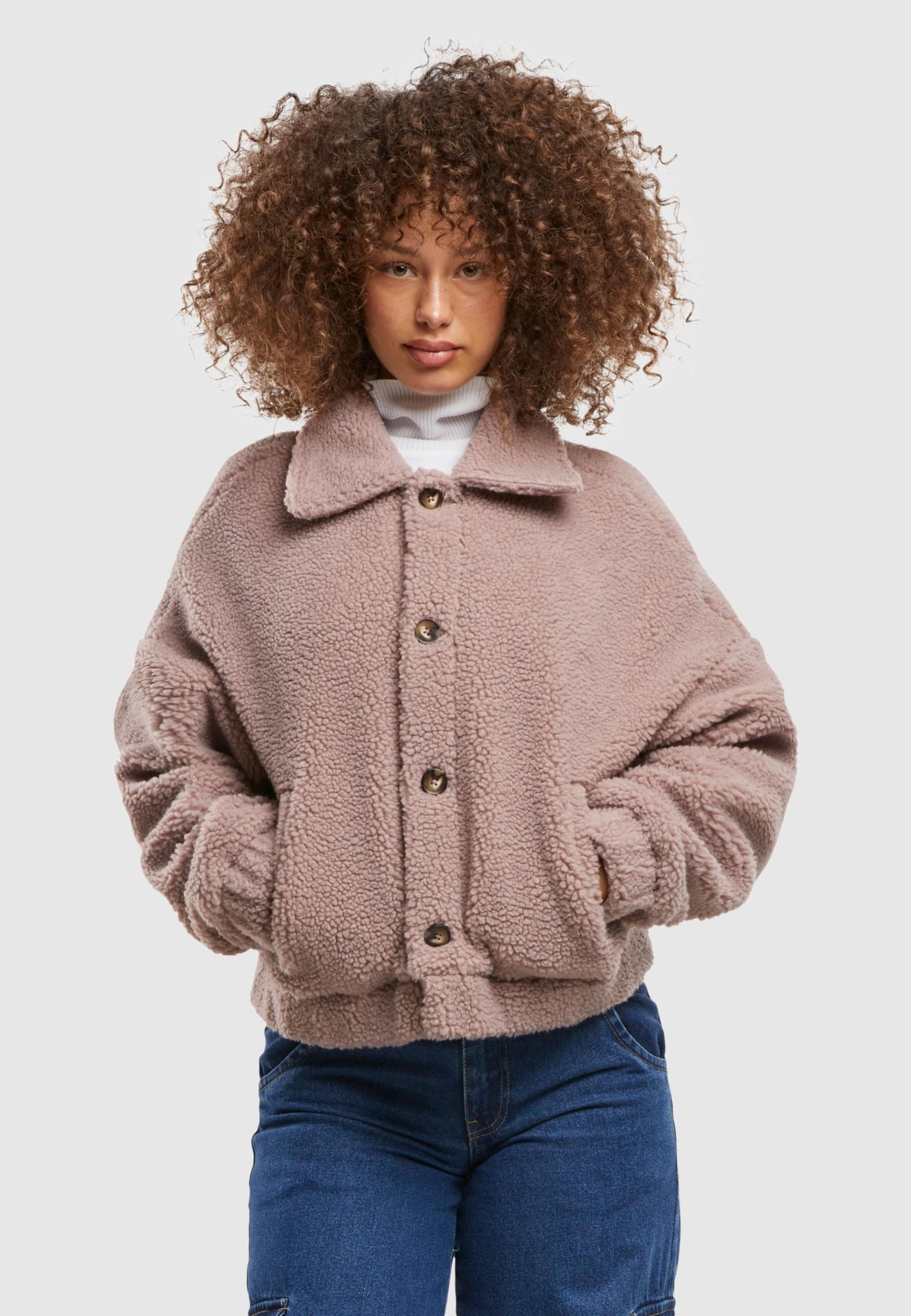 Urban Classics Ladies Short Sherpa Button Jacket