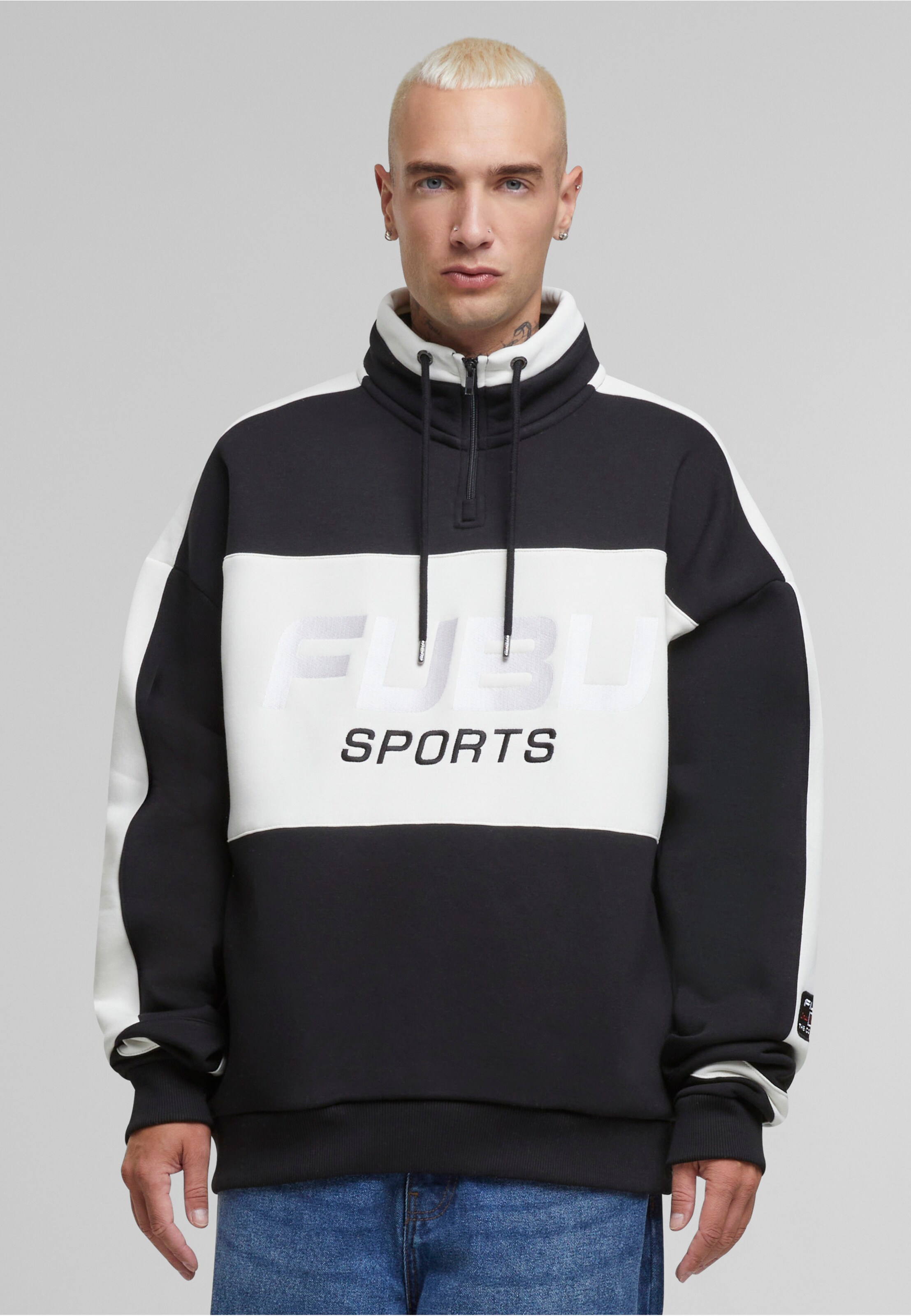 Fubu Corporate Sprts Zip Hooded Check Sweatshirt
