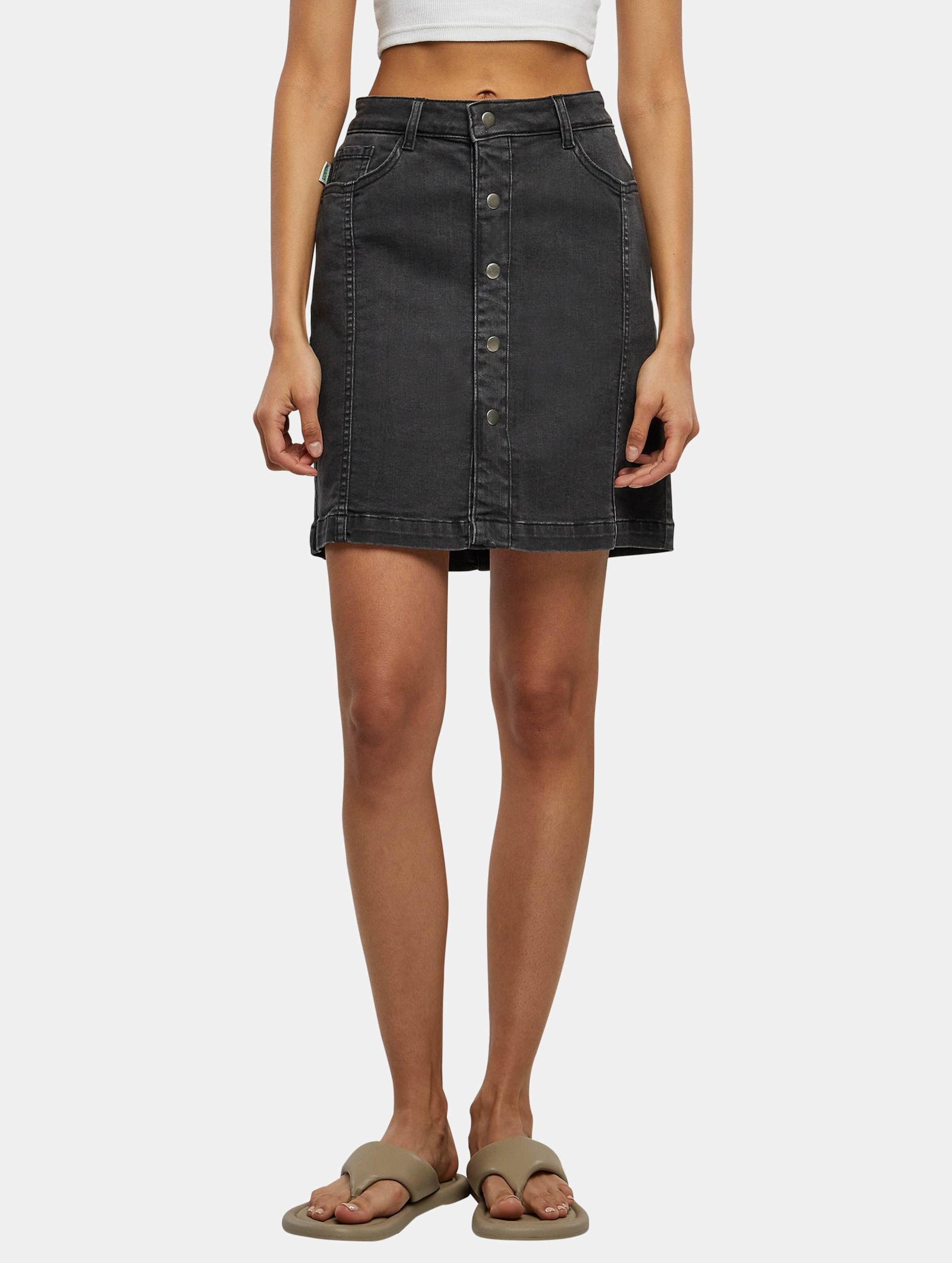 Urban Classics Ladies Organic Stretch Button Denim Skirt