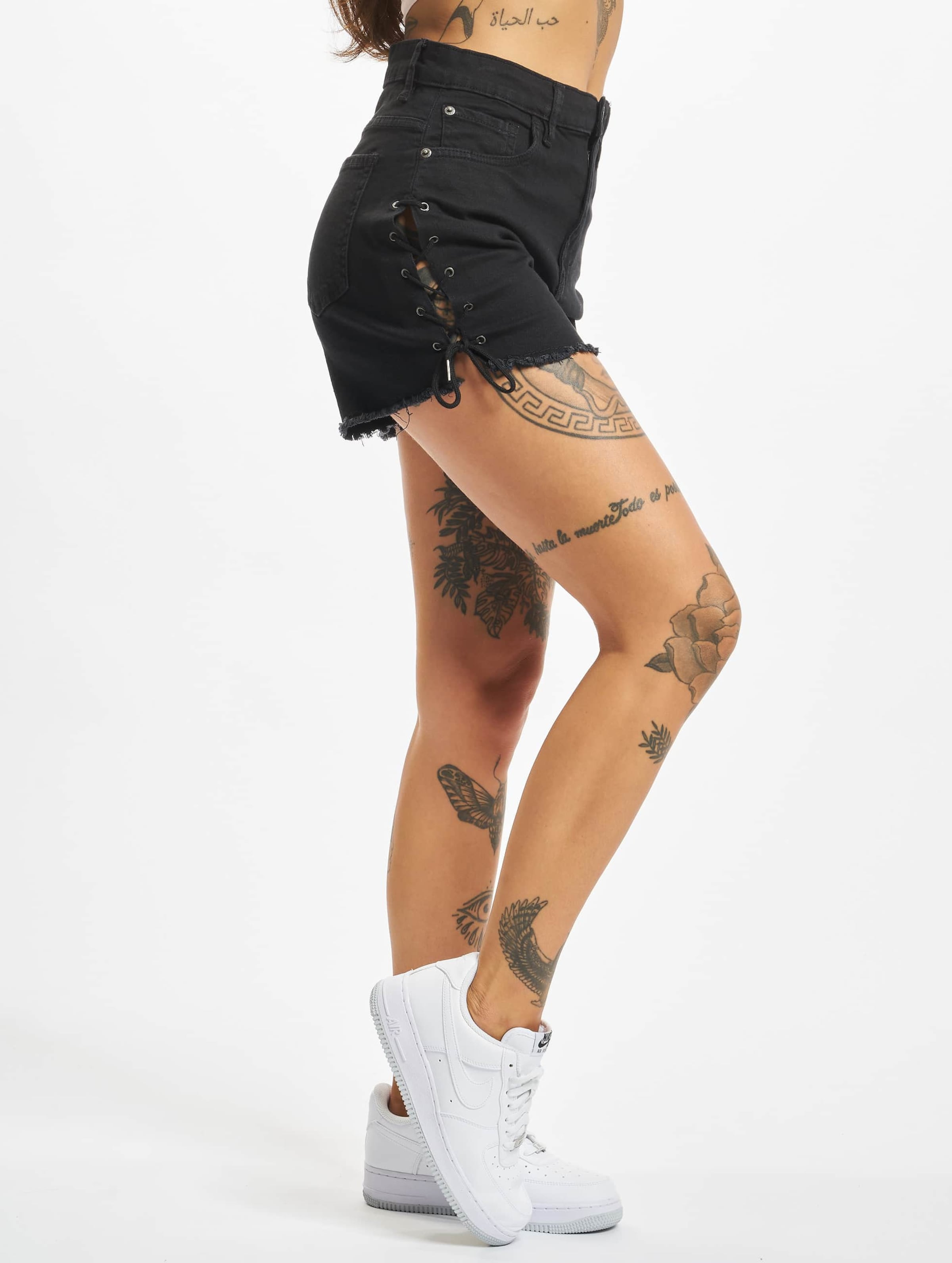 Urban Classics Ladies Highwaist Denim Lace Up Short