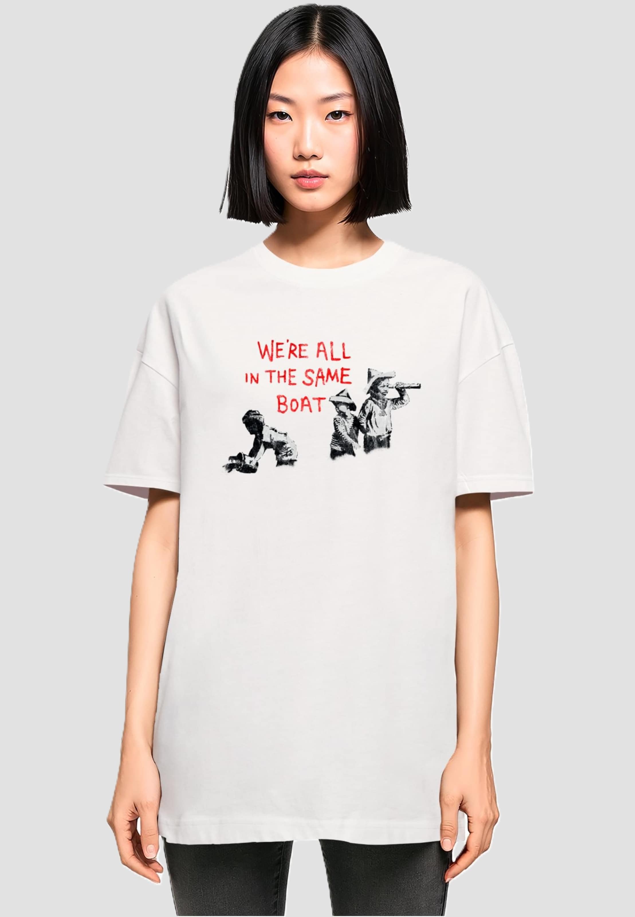 Merchcode Ladies Brandalised - In The Same Boat Oversized Boyfriend Tee