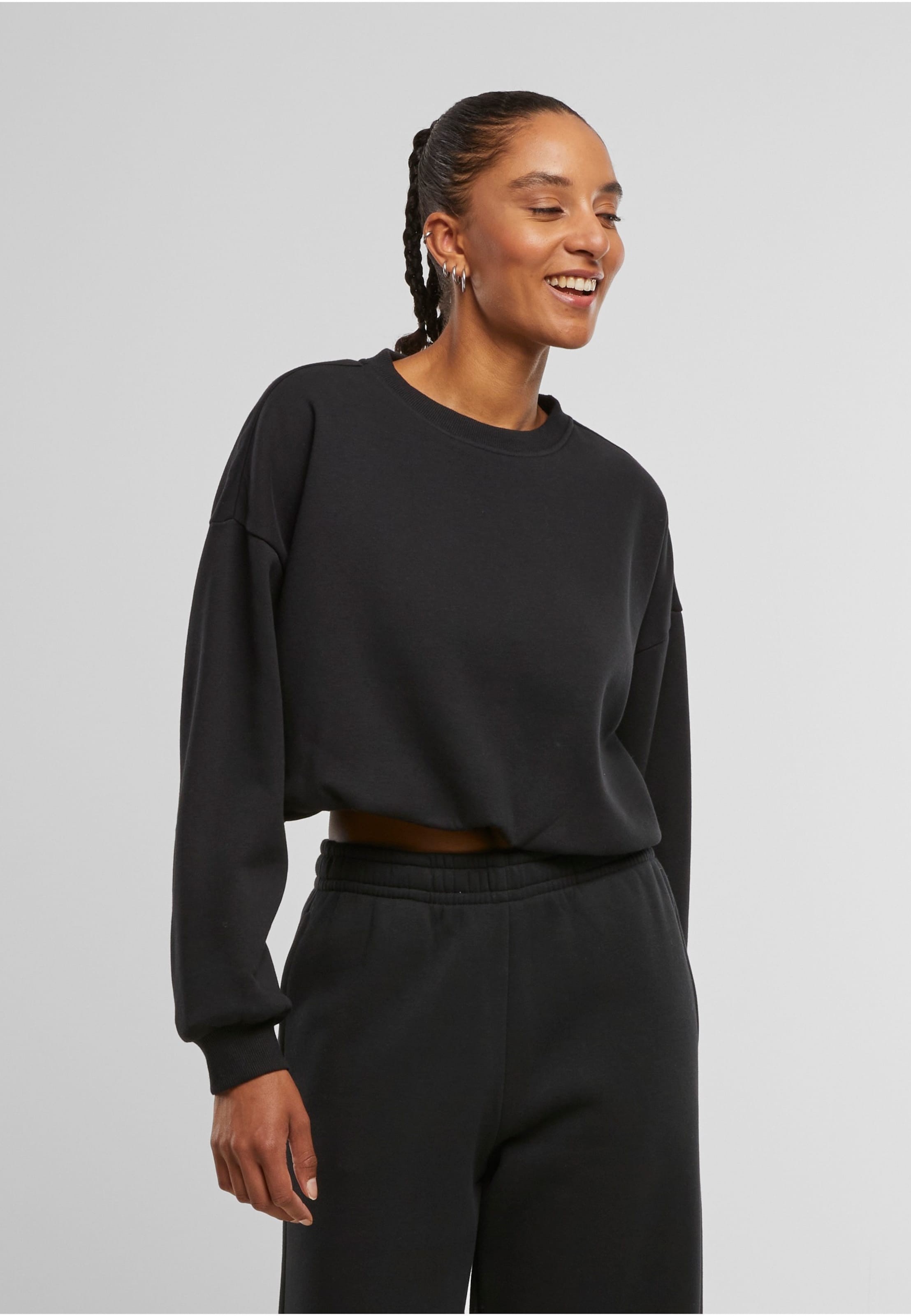 Urban Classics Ladies Cropped Gathered Sweatshirt