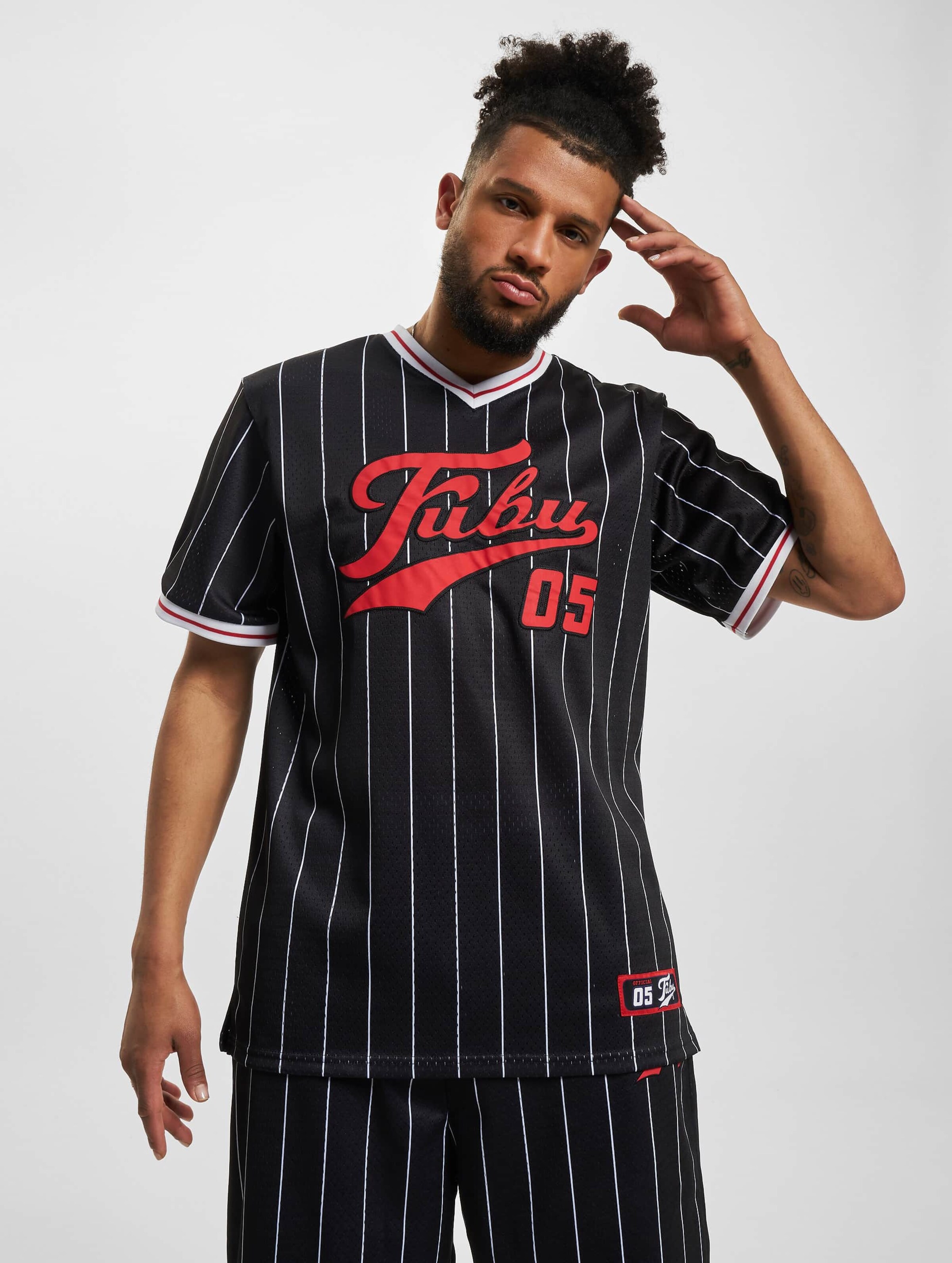 FM231-005-2 FUBU Varsity Pinstriped Mesh Tee