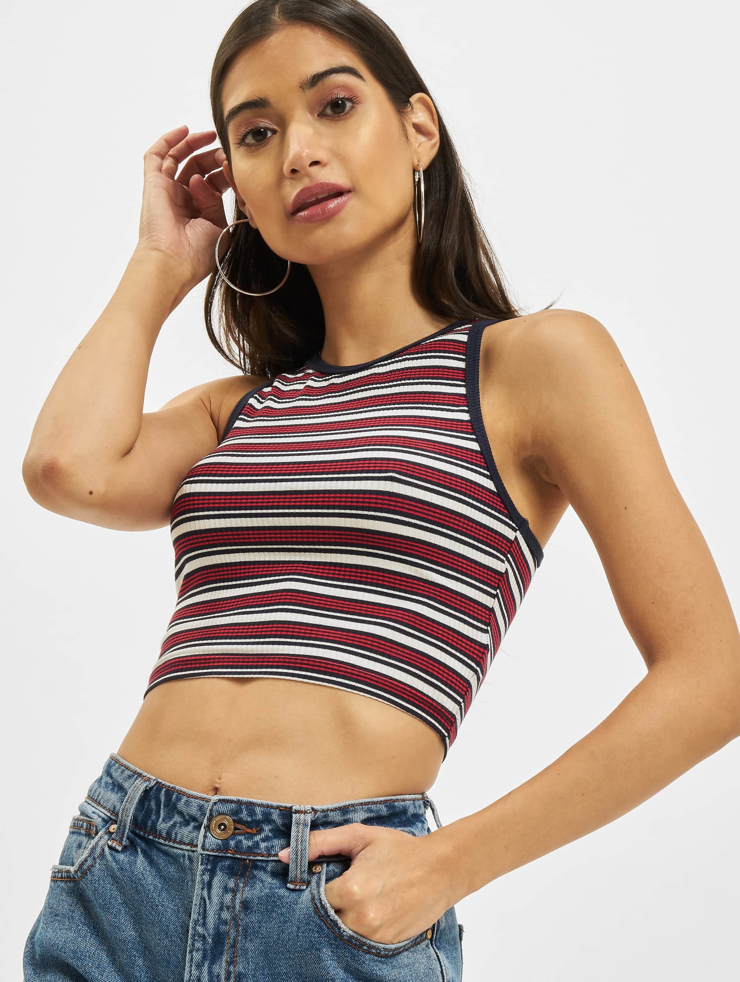 Urban Classics Ladies Rib Stripe Cropped Top