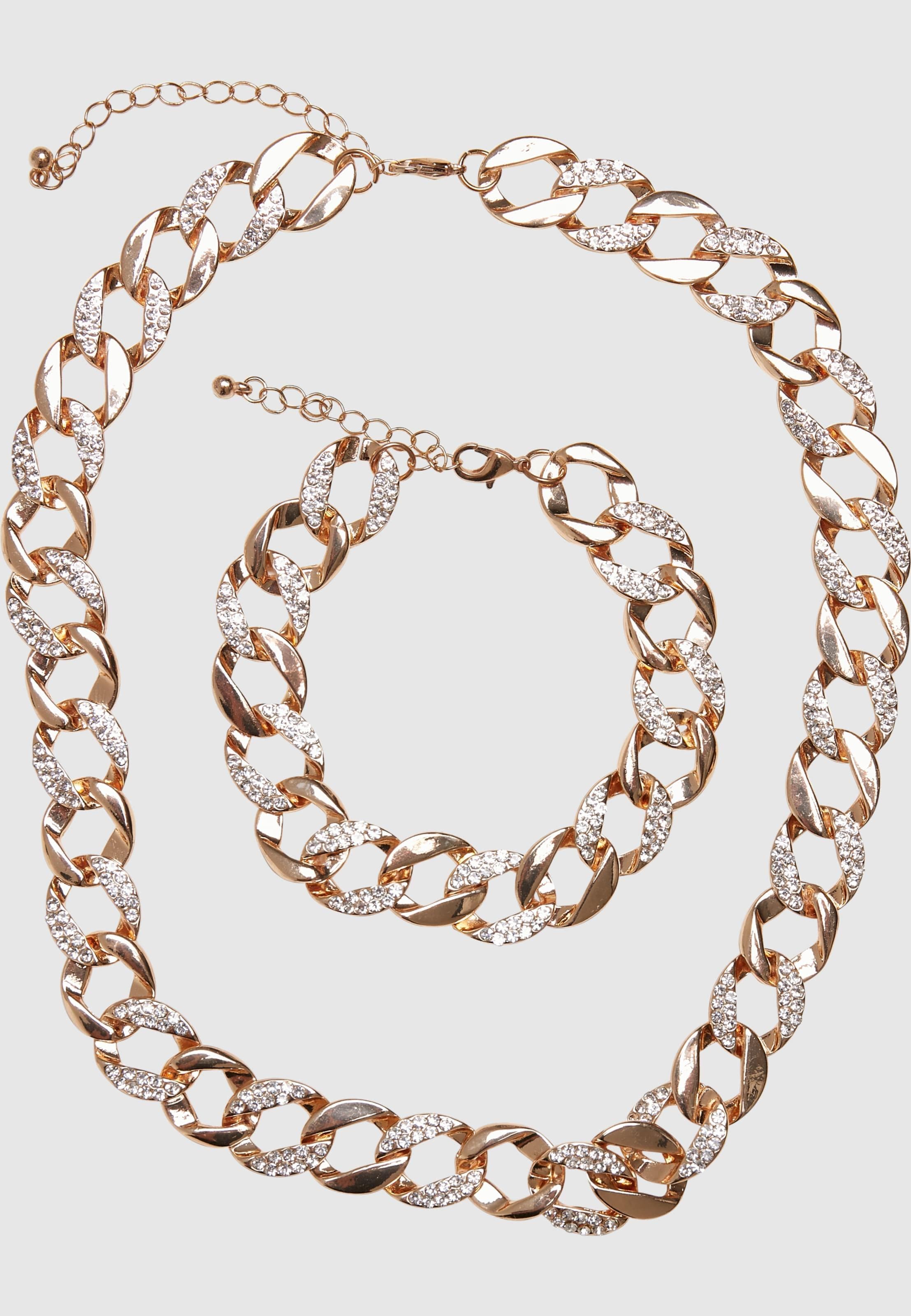 Urban Classics Basic Diamond Necklace And Bracelet Set